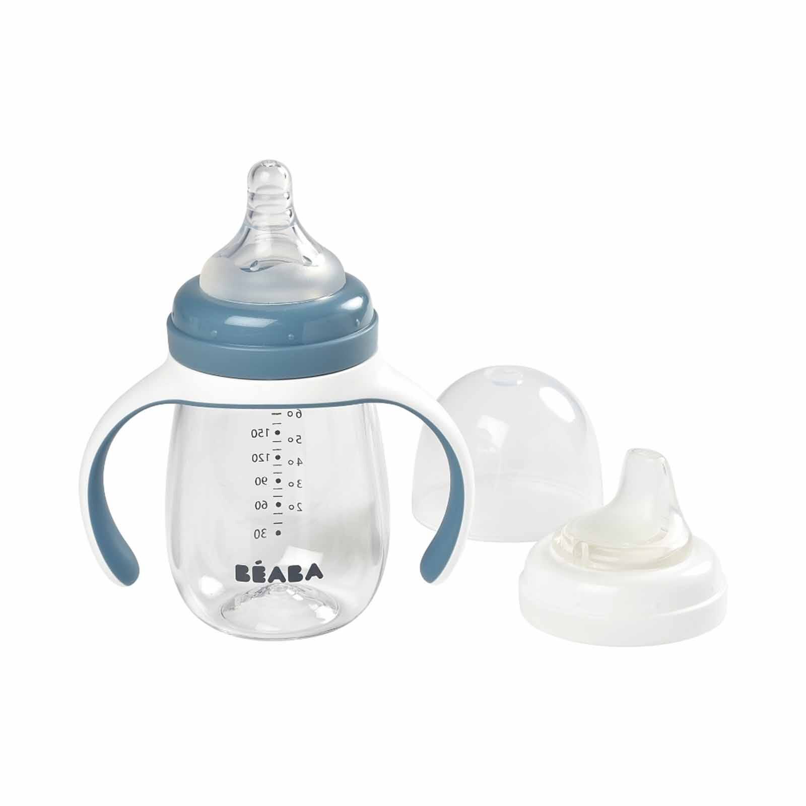 BEABA To Sippy Learning Cup 210ml -windy Blue (online) 2 IN 1 BOTTLE-image 1