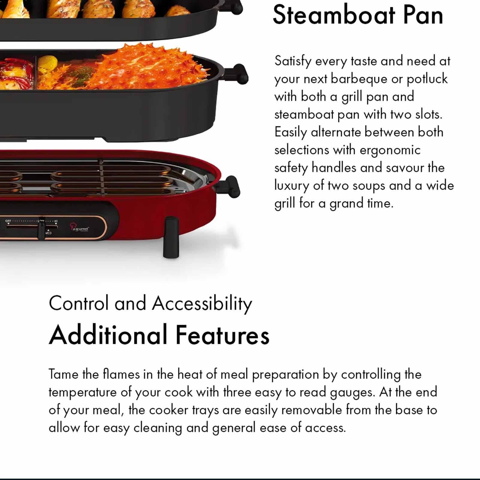 LA GOURMET Flame Multi Electric Cooker - Red LGELFE409768-image 6
