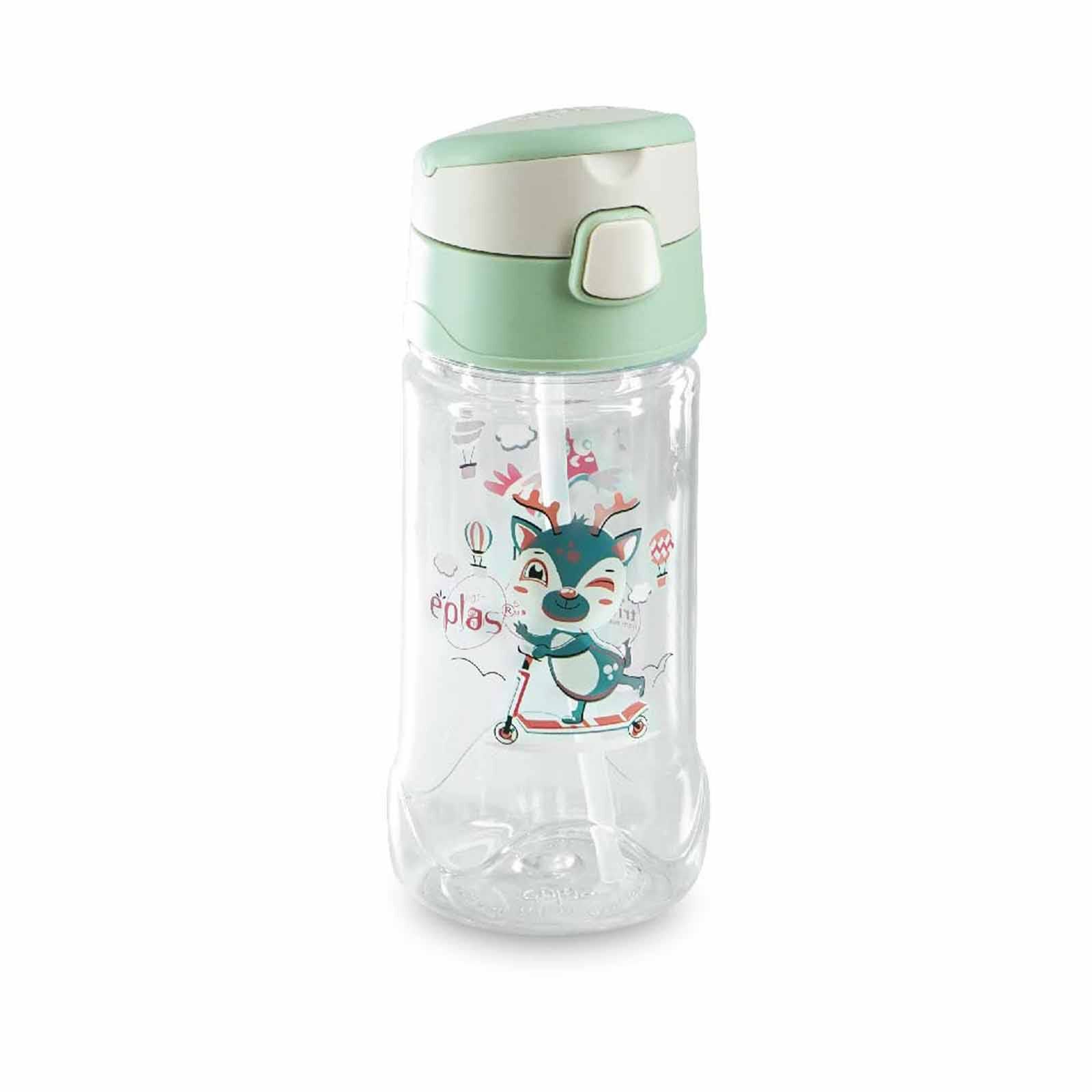 EPLAS Bpa One-touch Kid Bottles W/silicone Straw (450ml) -turquoise EGQP-450-image null
