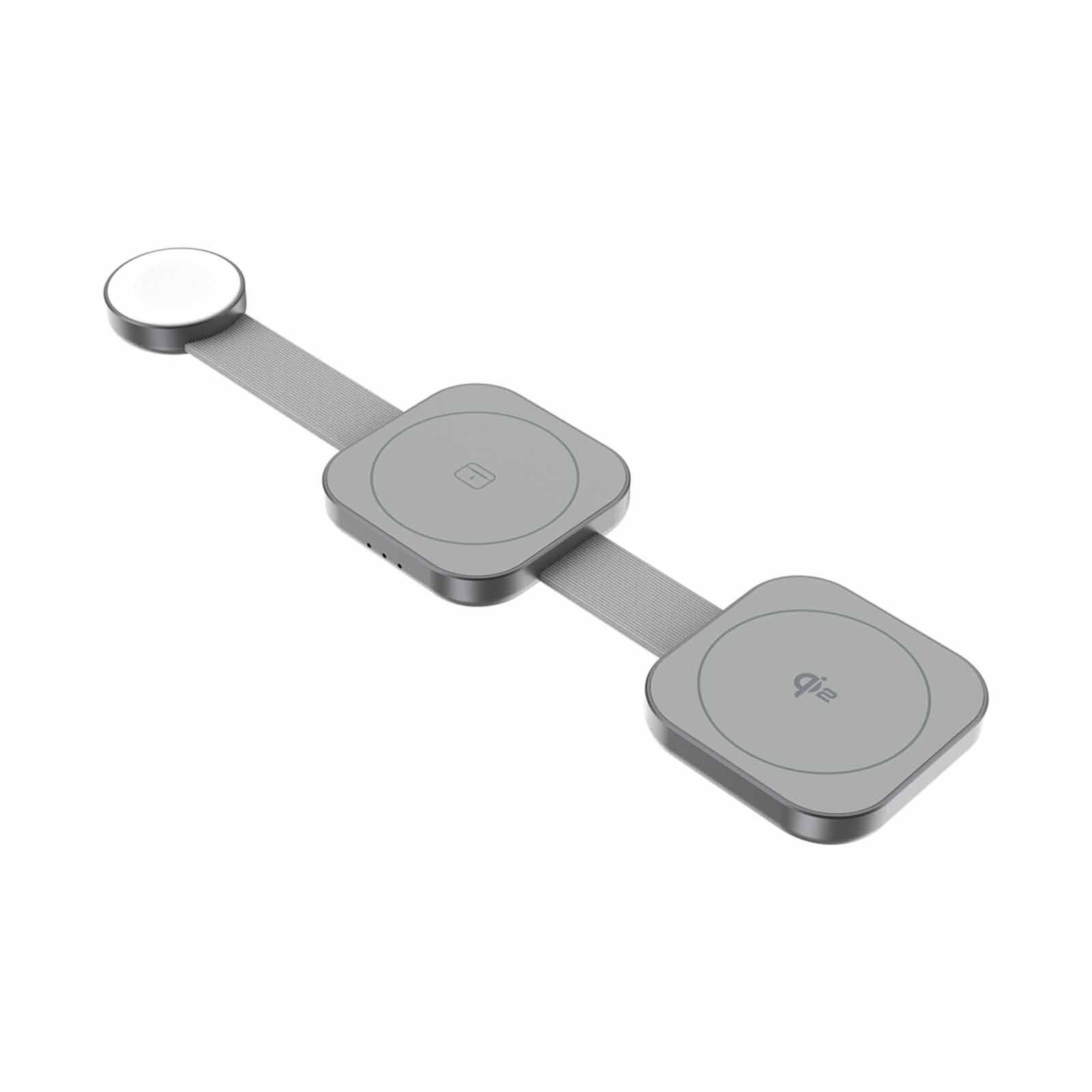 MAZER Qi2 3in1 Trifold Wireless Charging Pad-grey M-QI2-MAGTRIFOLD03-GY-image 3