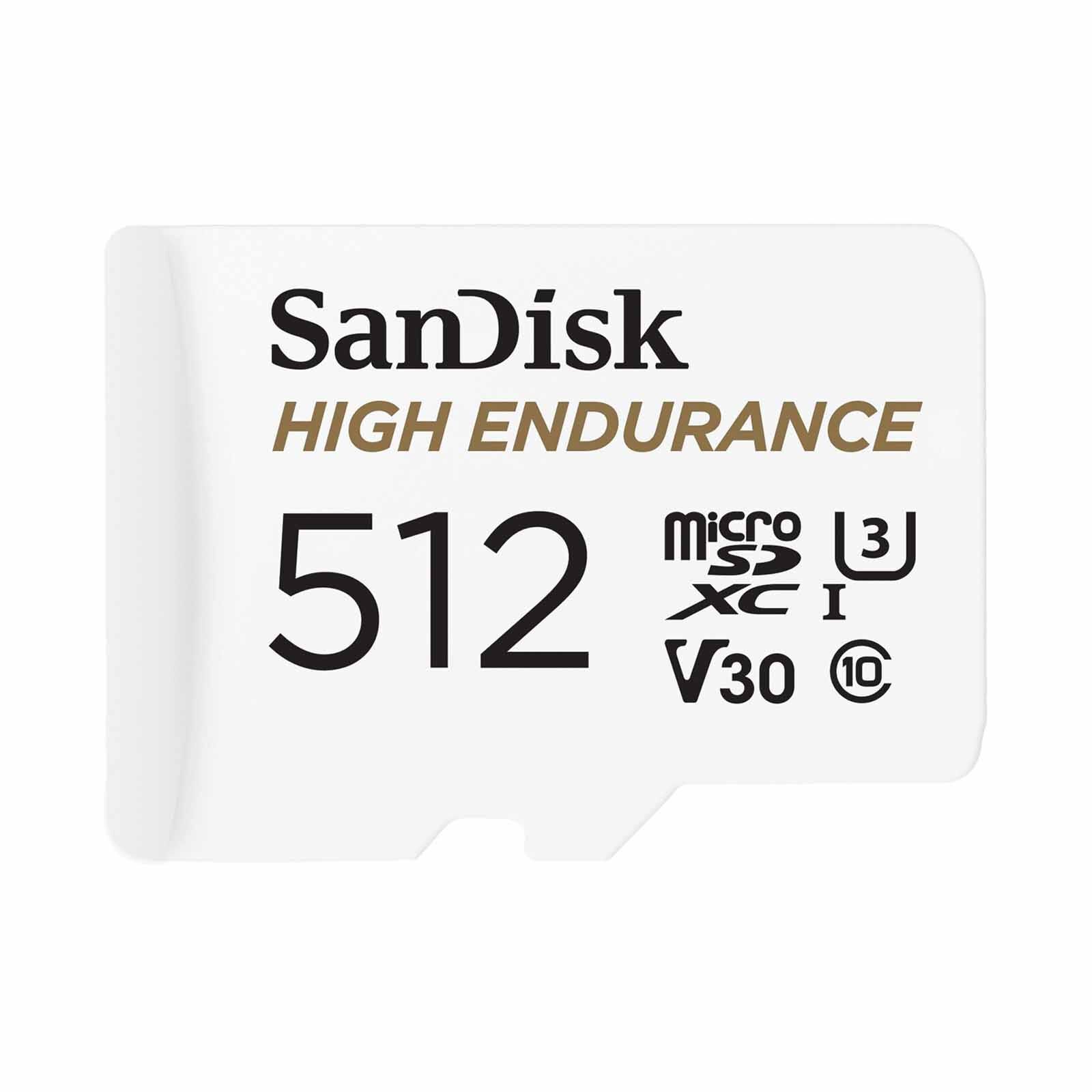 SANDISK High Endurance Microsdxc 512gb (40,000 Hrs), Uhs-i, C10, U3, V30, 100mb/s R, 40mb/s W, Sd Adaptor SDSQQNR-512G-GN6IA-image 1