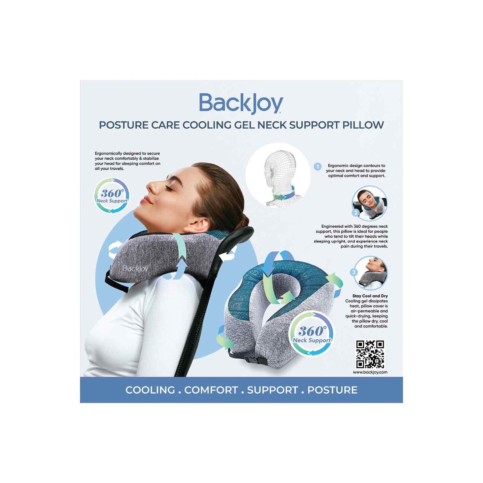 BACKJOY Neck Pillow W Cooling Gel Dark Sky PLNCK001-image 4