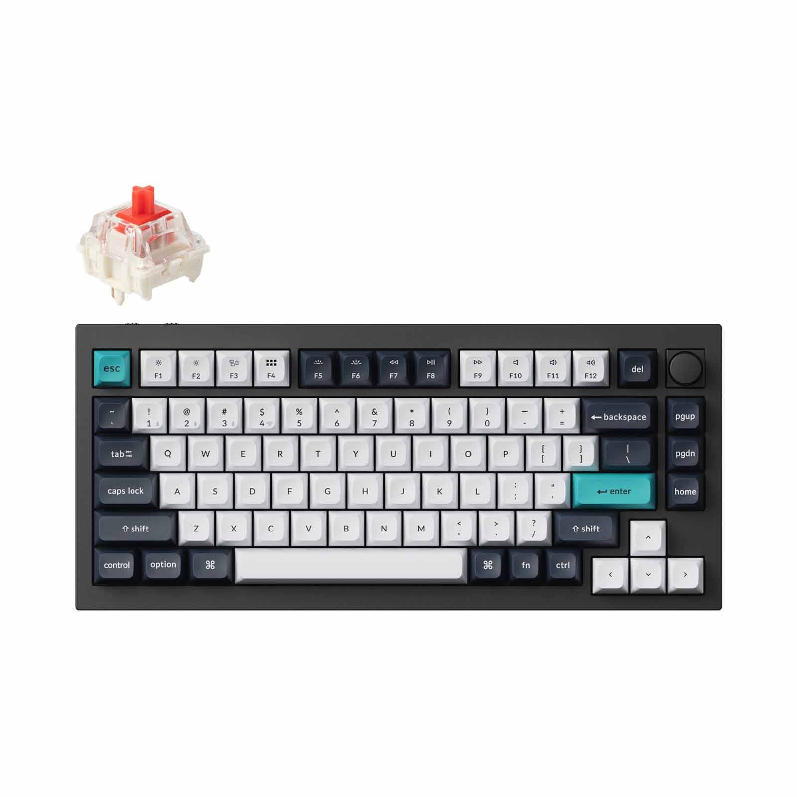 KEYCHRON Keychron Q1 Max 75% 81key, Carbon Black, Knob, Red Switch, Rgb Hot-swap Gateron Jupiter Switch KYCN-Q1M-M1-image 1