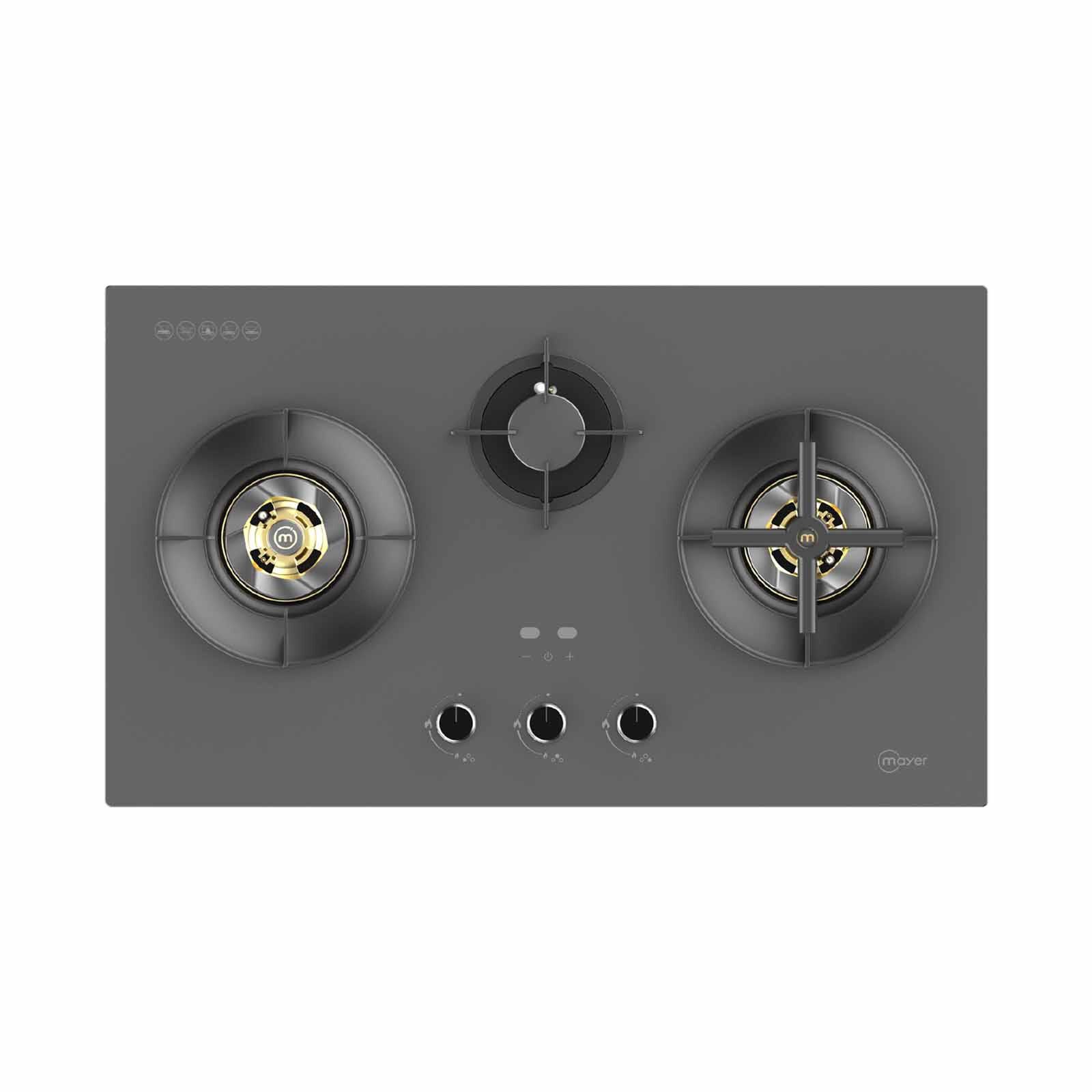 MAYER 88cm 3 Burner Gas Hob - Matte Grey (lpg/pub) (exclude Installation) MGH388HI-MGY
