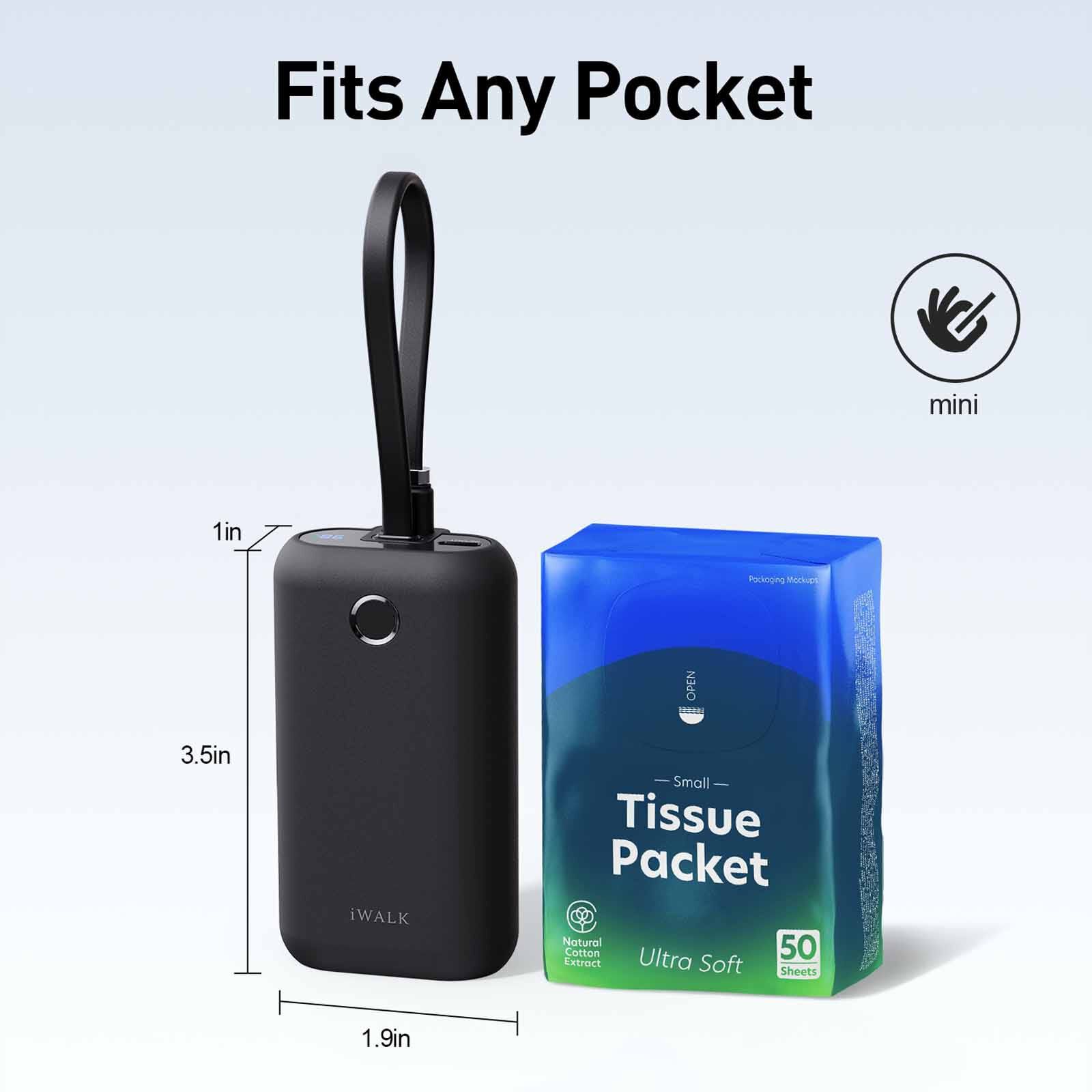 IWALK Powermini Built-in Cable, 22.5w Usb-c Fast Charging Powerbank (10,000mah) Black UBP001-001A-image 4