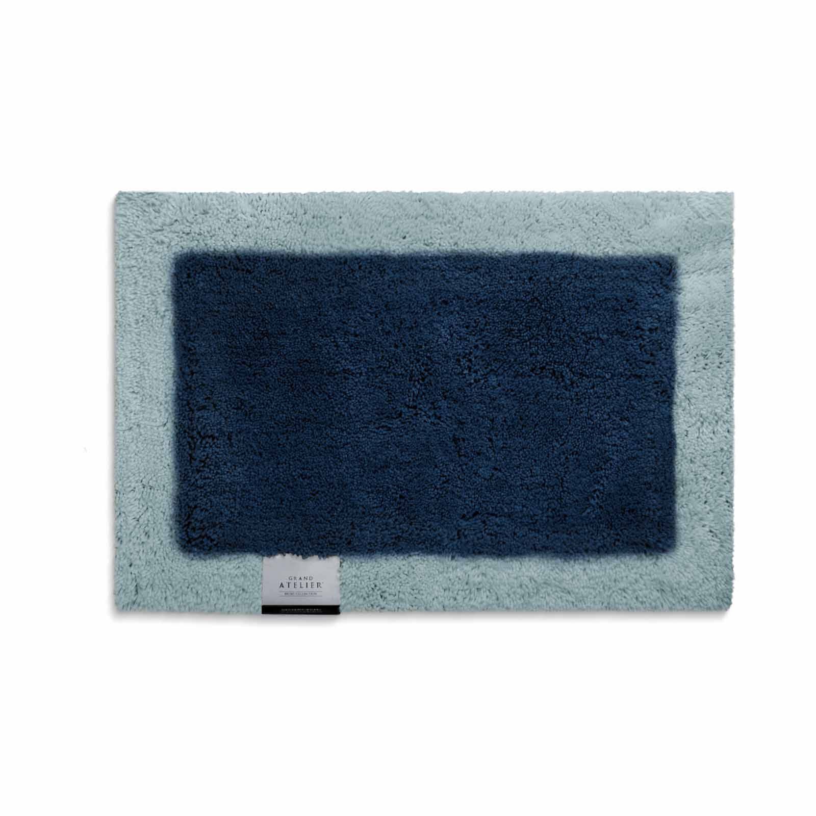 GRAND ATEL Plush Bath Rug - Navy HOME COLLECTION BARETT BORDER