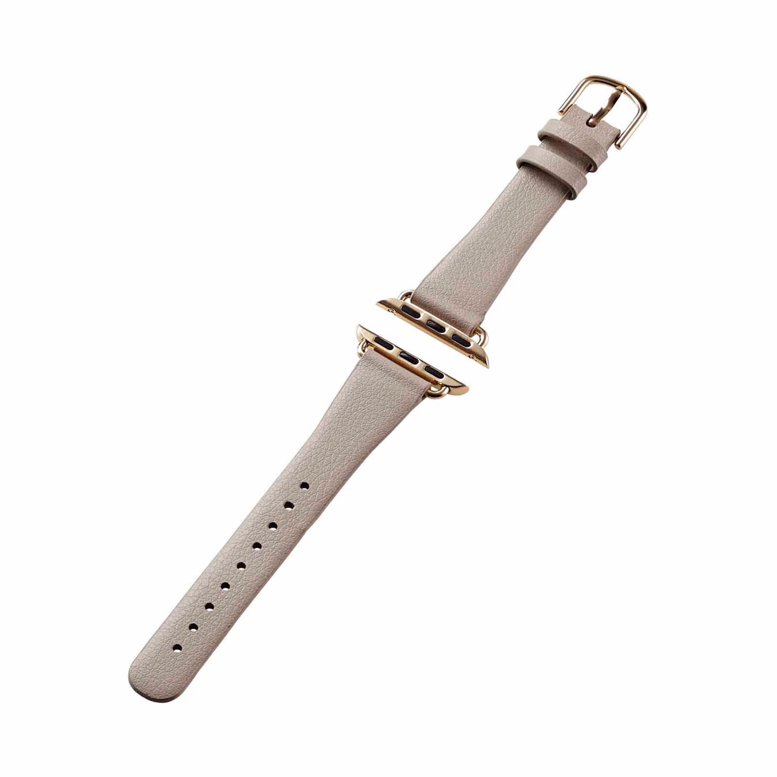 ELECOM Slim Soft Leather Apple Watch Band 41/40/38mm (greige) AW-41BDLJGB-image 1