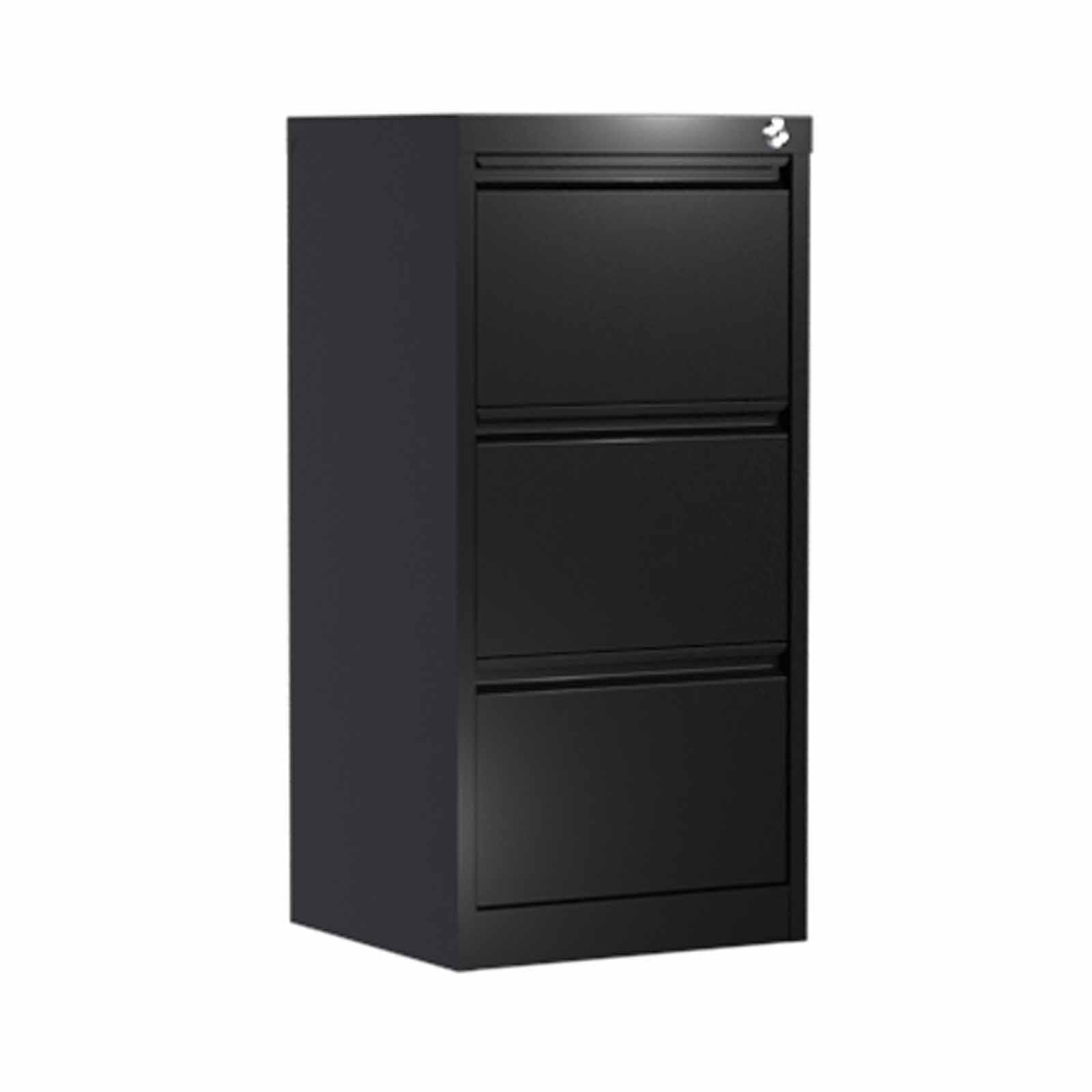 STEELCRAFT Filex 3 Drawer Filing Cabinet Black38 X45x 103 H FILEX