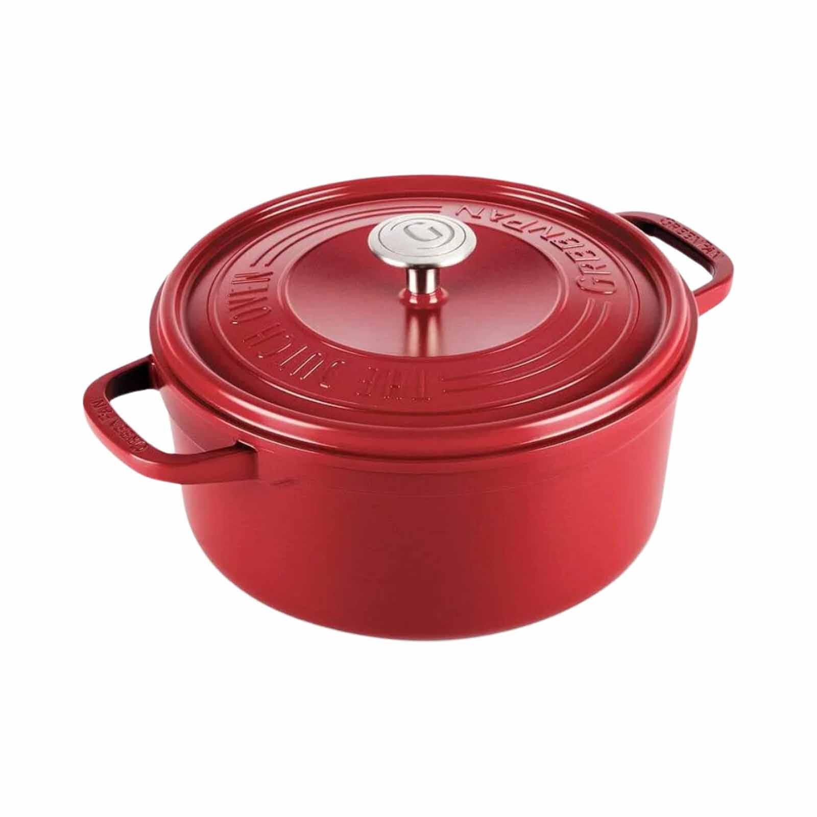 GREENPAN Featherweights 28cm Ceramic Non-stick Casserole Pot With Lid - Scarlet Red GPFW695585