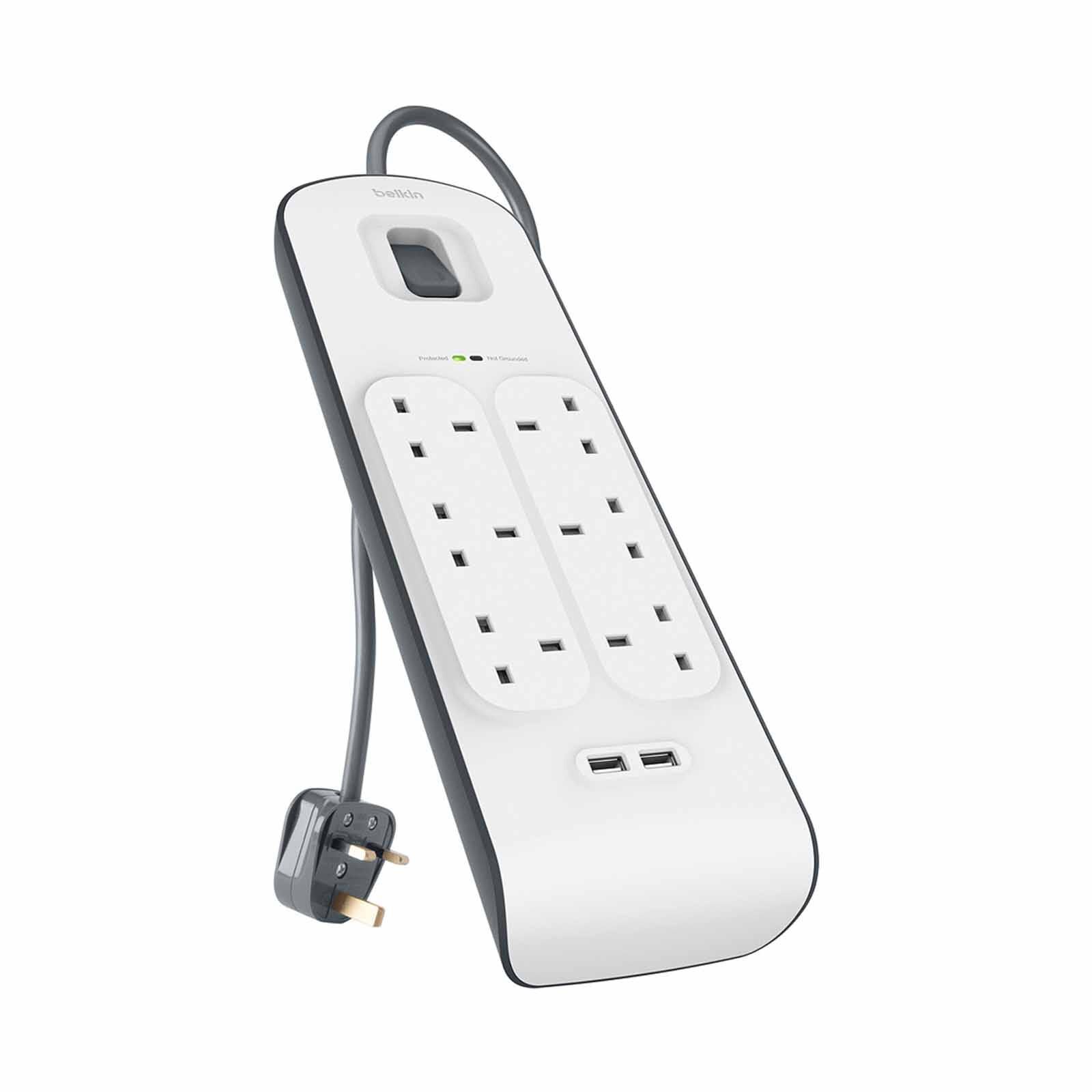 BELKIN 6 Outlets 2m Surge Protection Strip With 2 Usb Ports BSV604SA2M-image 2