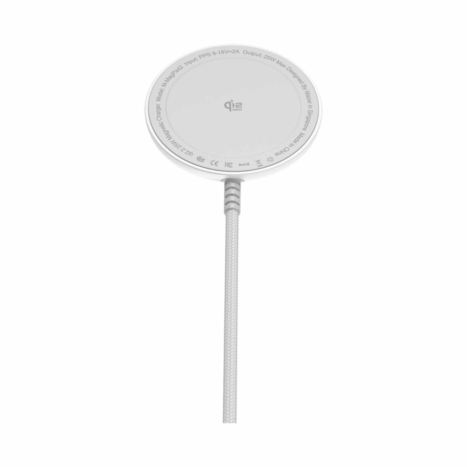 MAZER Qi2.2 25w Certified Wireless Charging Pad With 1.5m Cable-white M-MAGPAD2-WH-image 3