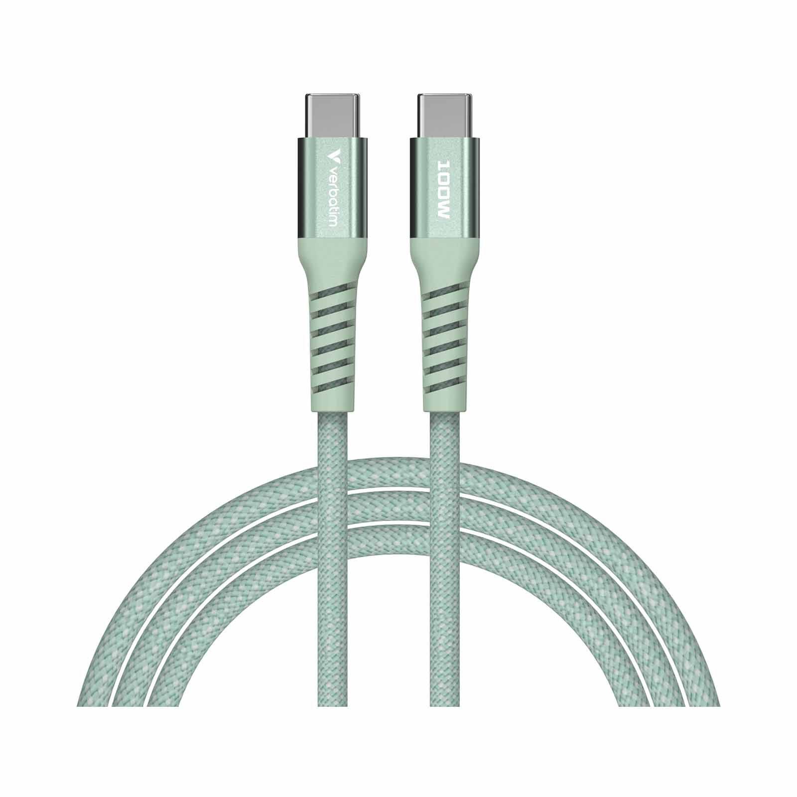 VERBATIM Sync & Charge Usb-c To Usb-c 100w Magnetic 120cm - Green VM31855-image 1