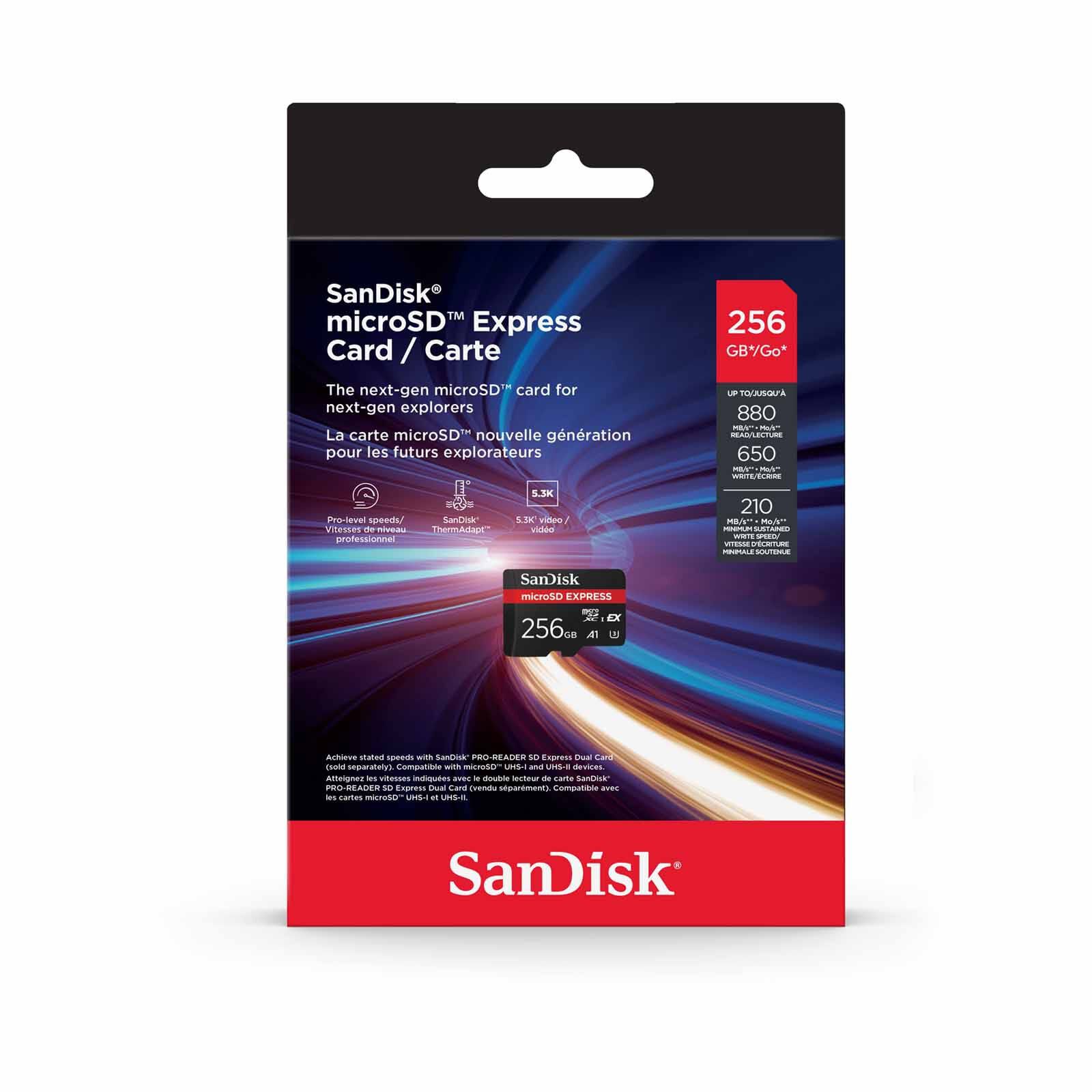SANDISK Microsd Express,880/650mb/s,rpd2,w/jc,4x6 SDSQXFN-256G-GN4NN-image 3