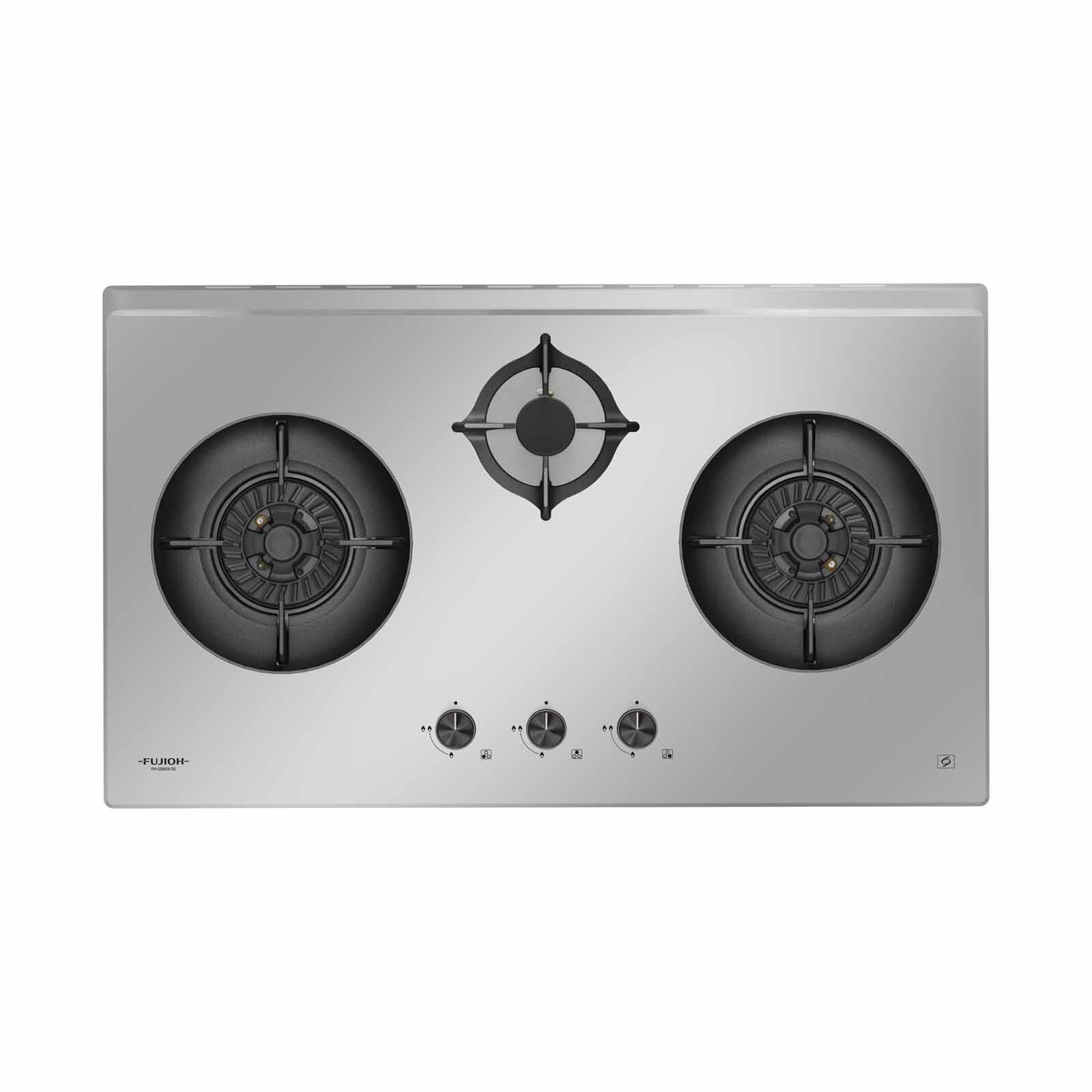 FUJIOH (88cm) 3-burners Gas Hob (stainless Steel) - Pub (exclude Installation) FH-GS6830 SS TG-image 1