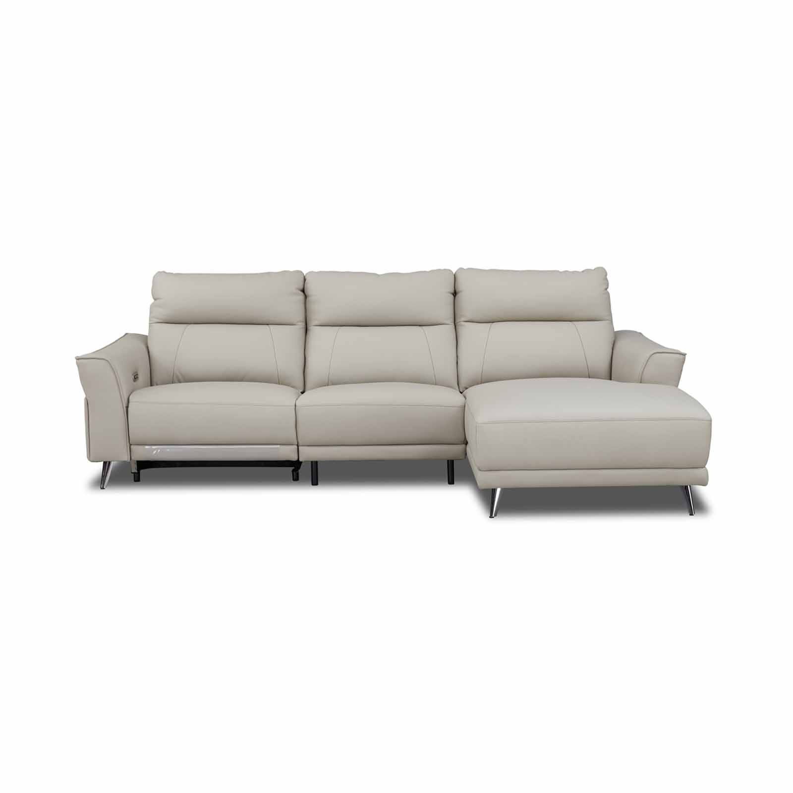 GERBRSI L Shaped Recliner (hl) Right Cat A Grey Half Leather Sofa FAYE