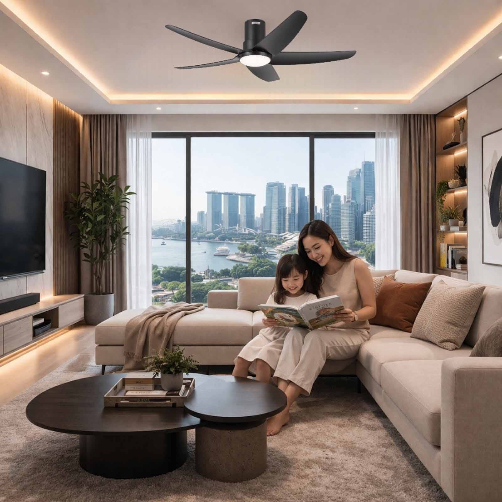 GLOXON 52 In Ceiling Fan With Light - Black CF5202 LR BLACK-image 3