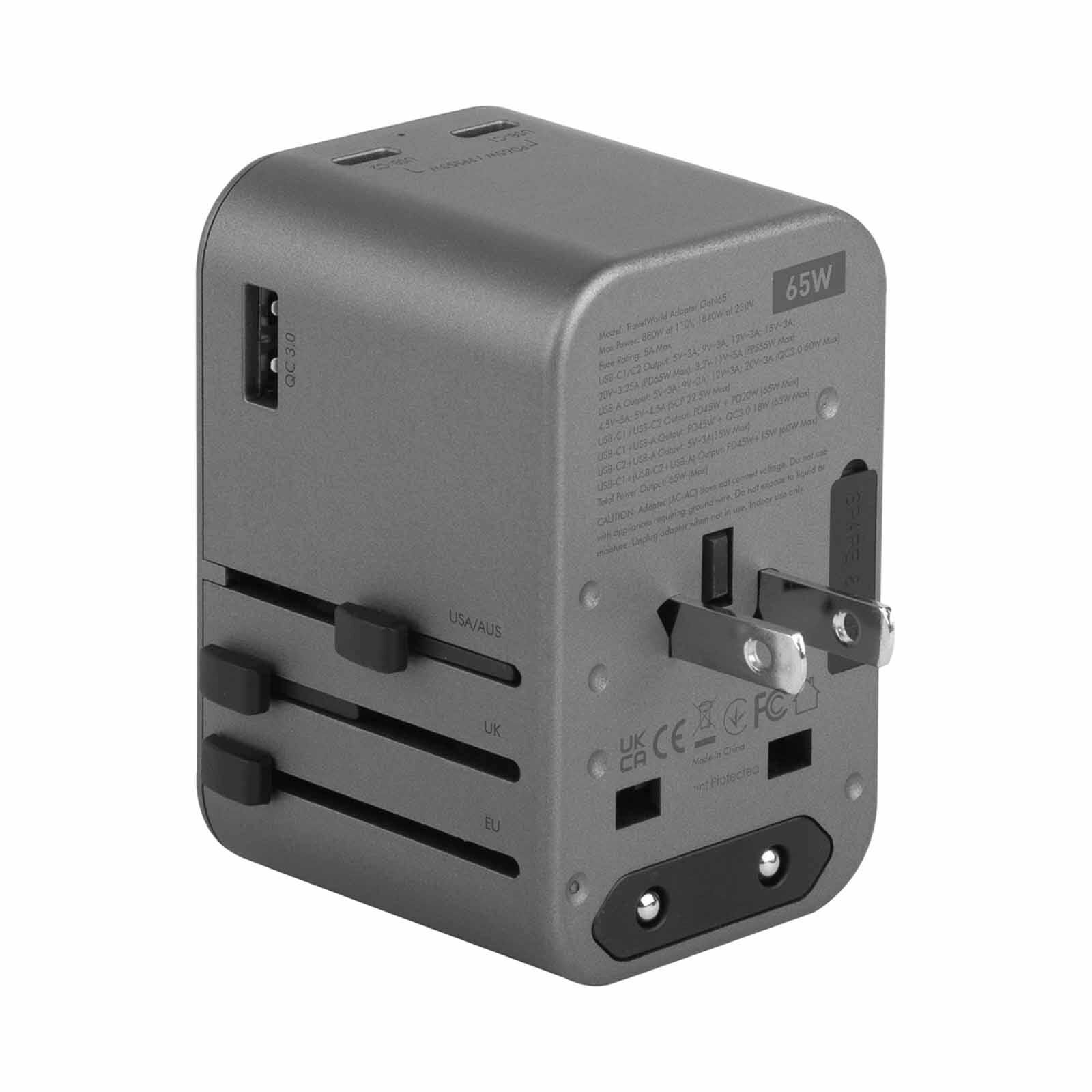 ENERGEA Travelworld Adapter Gan65, 1a2c 65w - Gunmetal TWA-GAN65-GUN-image 5