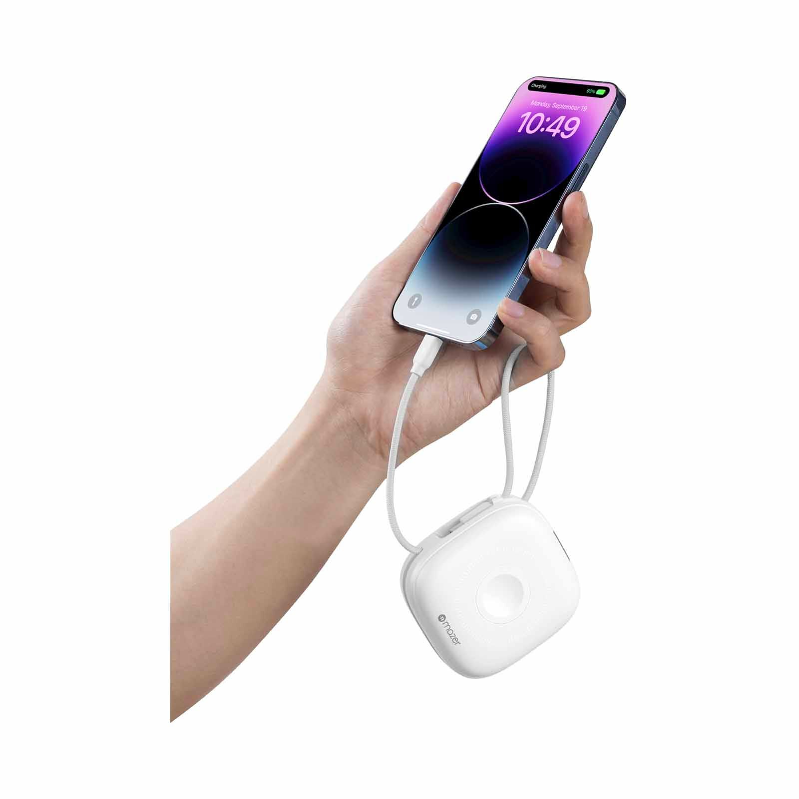 MAZER 10,000mah Qi2 Compatible 15w With Built-in Usb-c+lightning Cables, Apple Watch, Pd20w, Power Bank-wh M-MAGLINK18I-WH-image 6