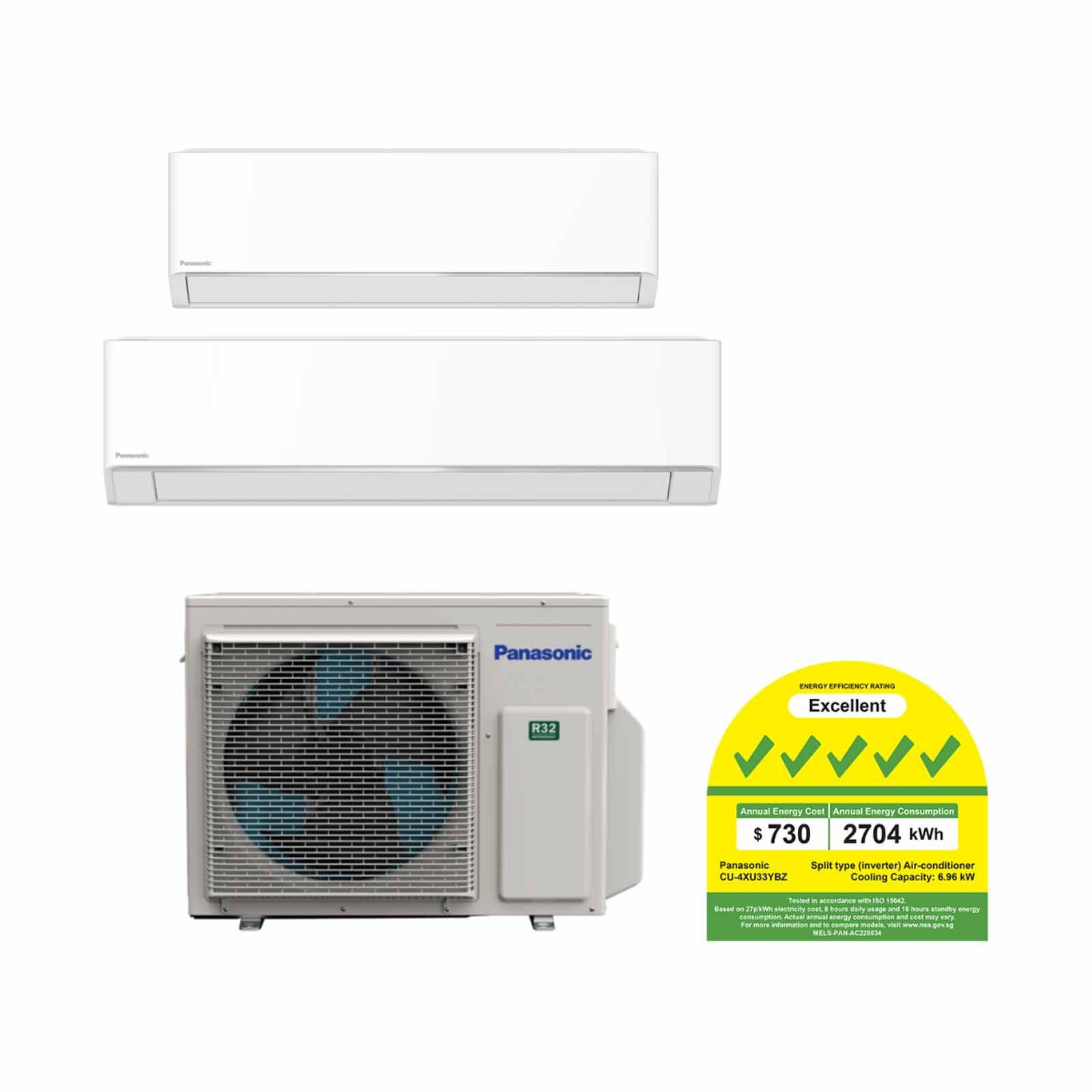 PANASONIC Panasonic Bkz System 2 33k Cu (12000 X1, 18000btu X1) CU-4XU33YBZ +CS-XU12BKZW/CS-XU18BKZW-image 1