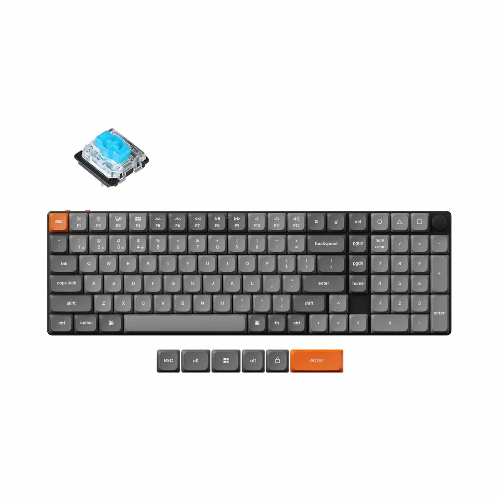 KEYCHRON K17 Max Qmk Wireless Custom Mechanical Keyboard, 96% 100 Key, Knob, Blue Switch, Rgb Backlight, Hot- KYCN-K17M-H2