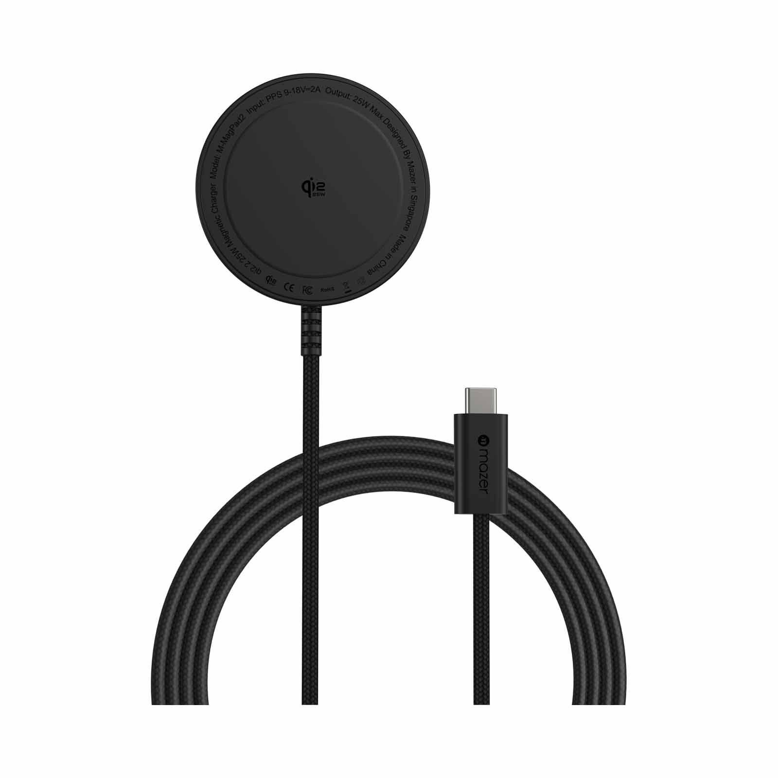 MAZER Qi2.2 25w Certified Wireless Charging Pad With 1.5m Cable-black M-MAGPAD2-BK-image 1