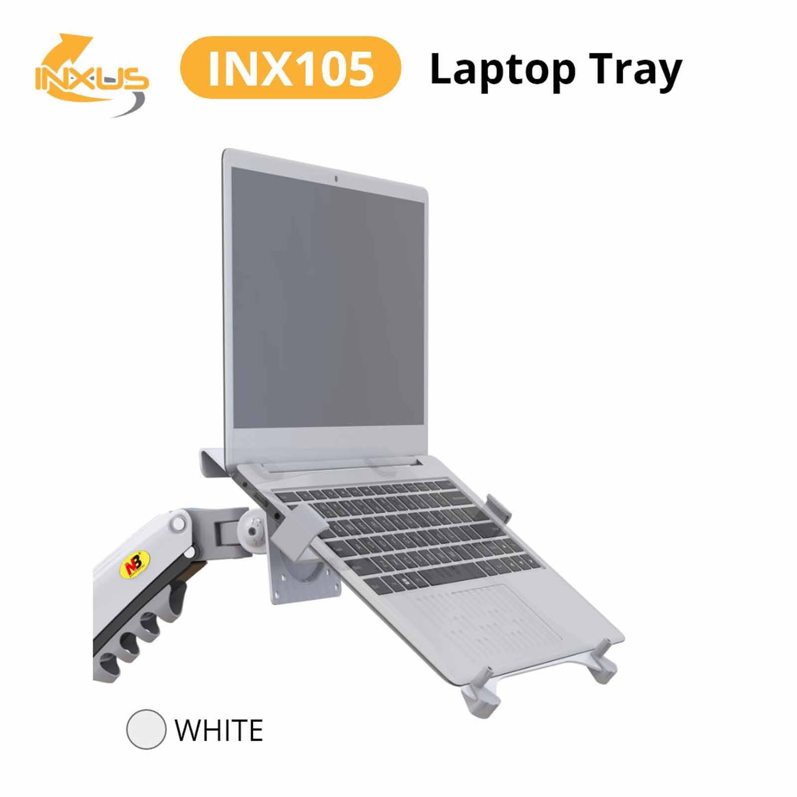 INXUS Laptop Tray Hold 10.1-17in Laptop, Attach To Monitor Arm INX105 WHITE-image 2