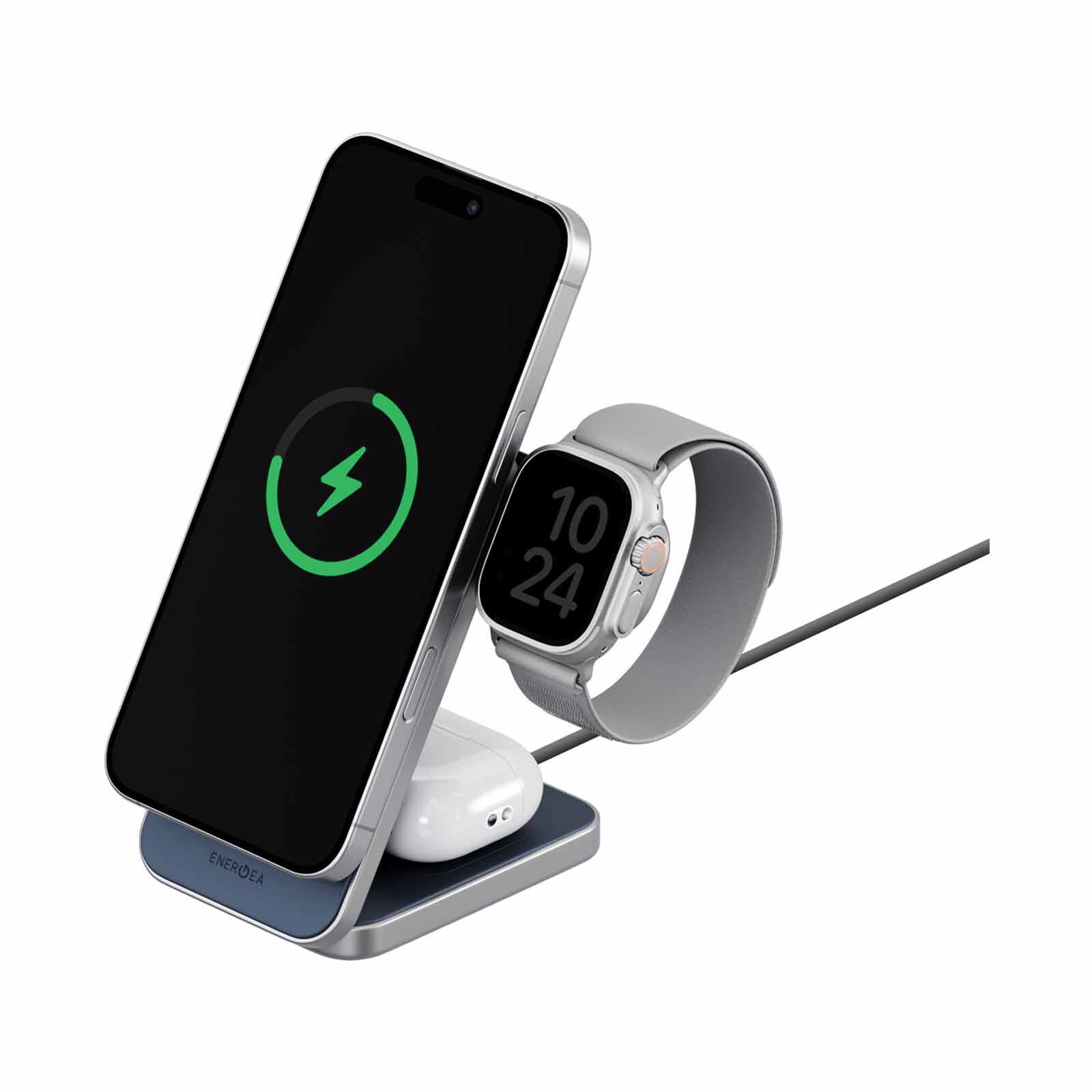 ENERGEA Magtrio Plus, 3in1 Foldable Qi2 Magnetic Fast Wireless Charger - Blue MAG-TRIOPLUS-BLU-image 4