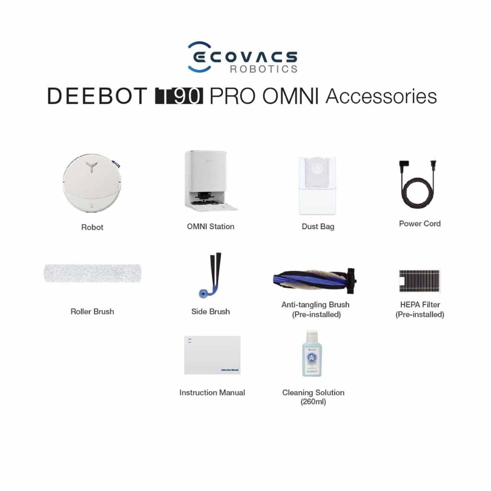 ECOVACS Deebot T90 Pro Omni Robotic Vacuum Cleaner - White DEX95 - WHITE-image 10