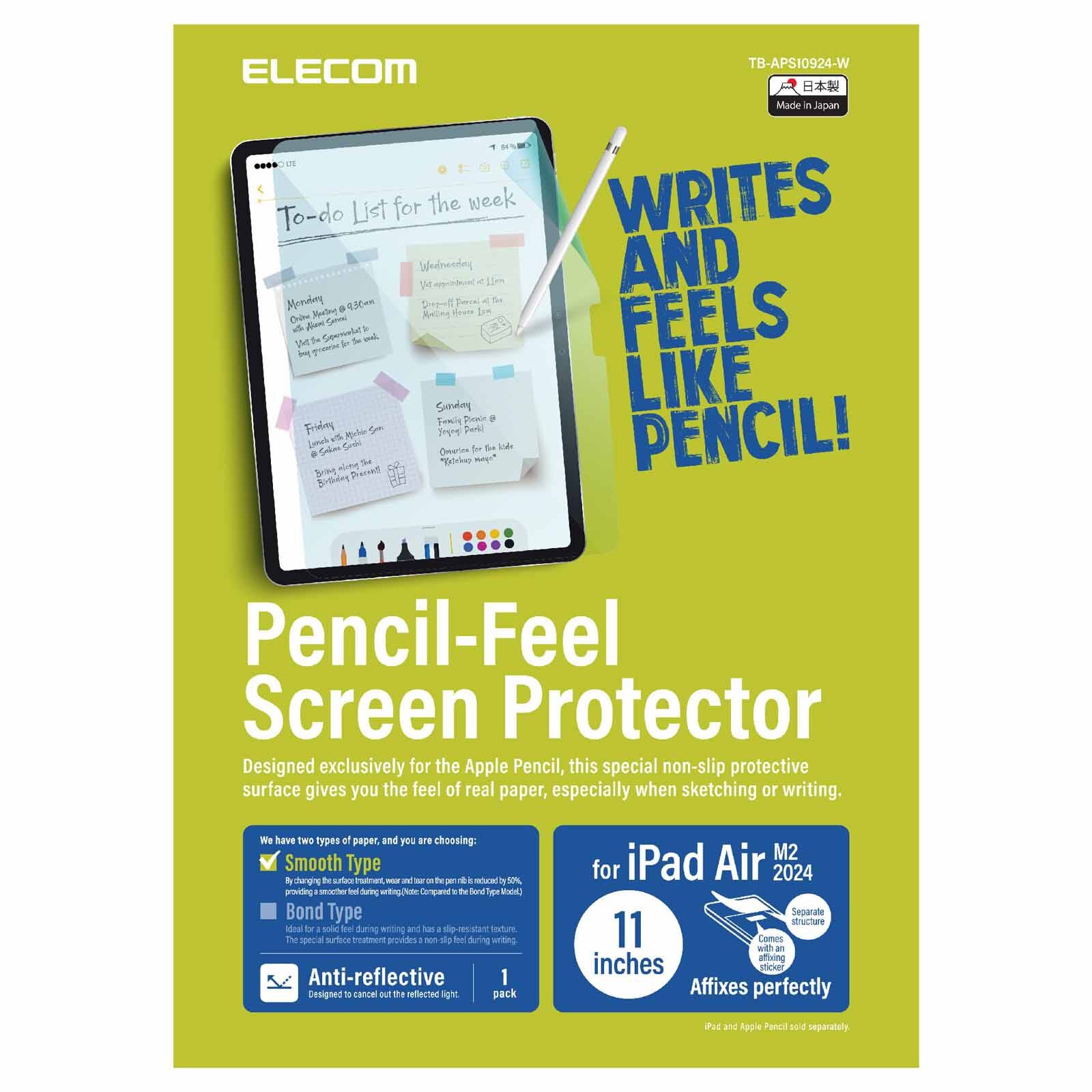 ELECOM Ipad Air 11 Inch (m2) Paperlike Film (smooth) TB-APS10924-W-image 1