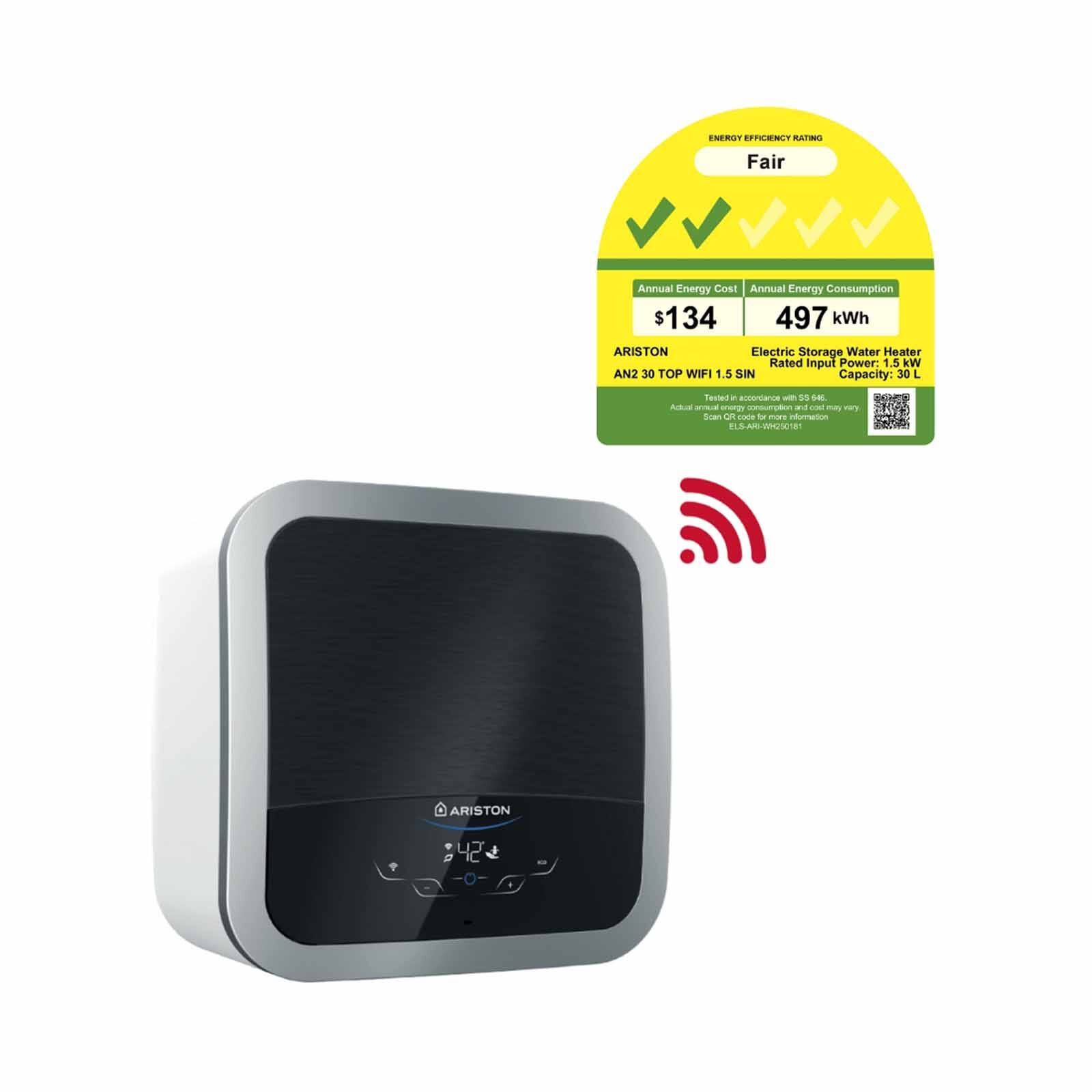 ARISTON Wifi Storage Water Heater 30l (installation Charges Applies) AN2 30 TOP WIFI 1.5SIN-image 1