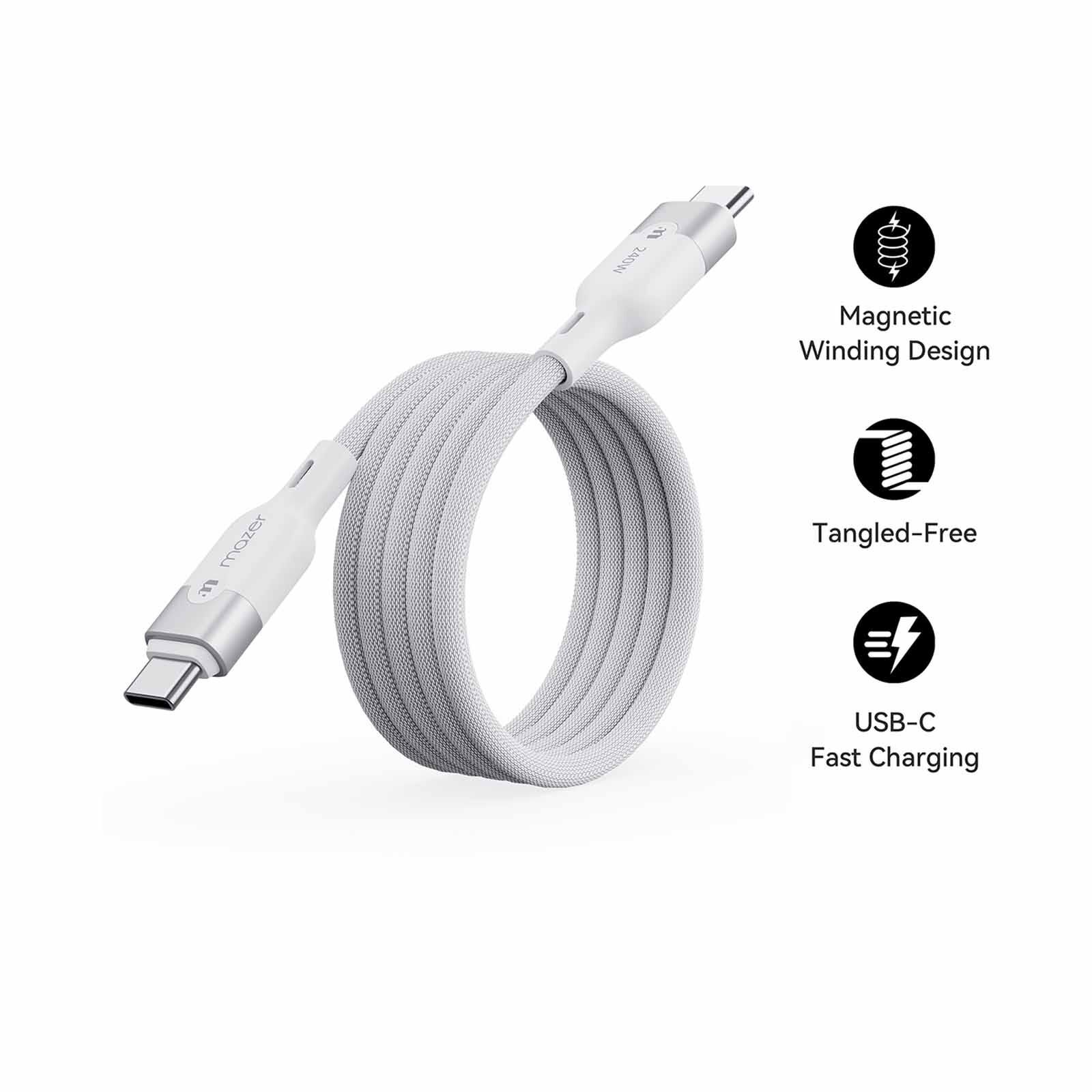 MAZER Infinitelink Cobra2 Magnetic 1.25m/240w Fast Charging Cable-white M-COBRA20-WH