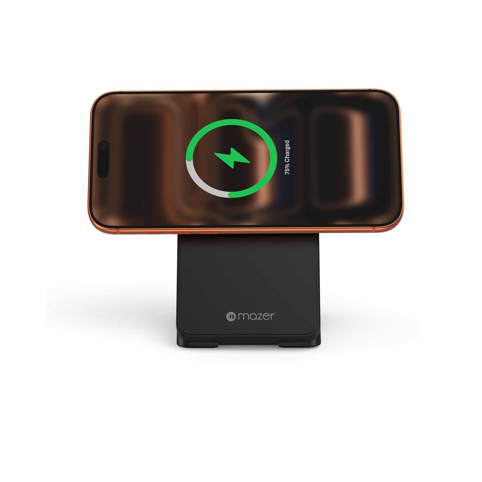 MAZER Qi2.2 25w Foldable 3in1 Total 35w Wireless Charging Stand-black M-MAGFOLD07-BK-image 8