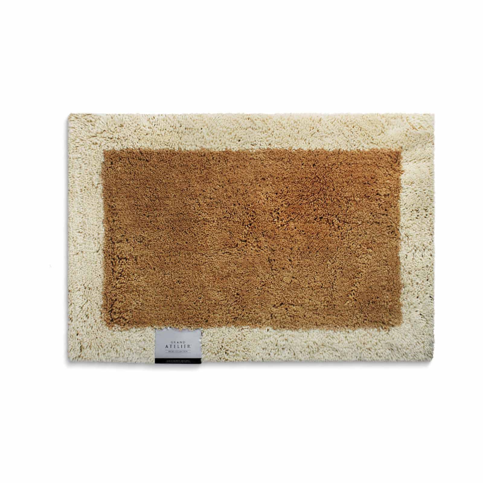 GRAND ATEL Plush Bath Rug - Sand HOME COLLECTION BARETT BORDER