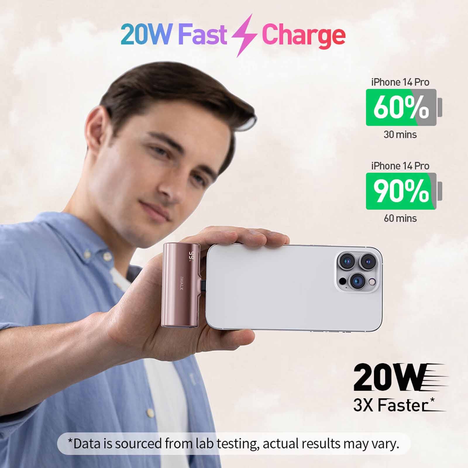 IWALK Linkpod X 5000mah 20w Fast Charge Pink (made For Iphone) LPX001-013A-MFI-image 7