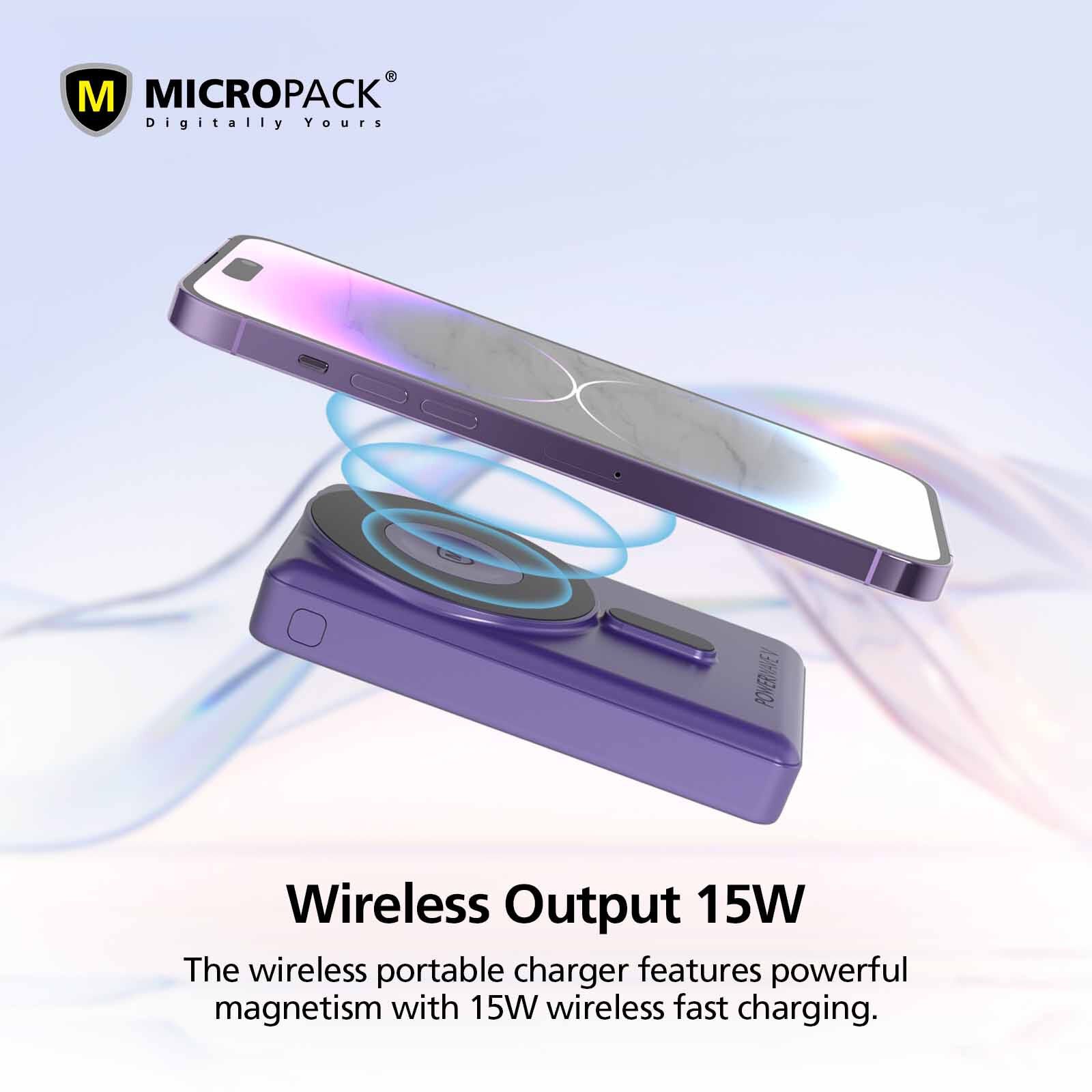 MICROPACK 3 In 1 Pd Fast Charging Magnetic Wireless Powerbank - Purple WPB-310-PL-image 14