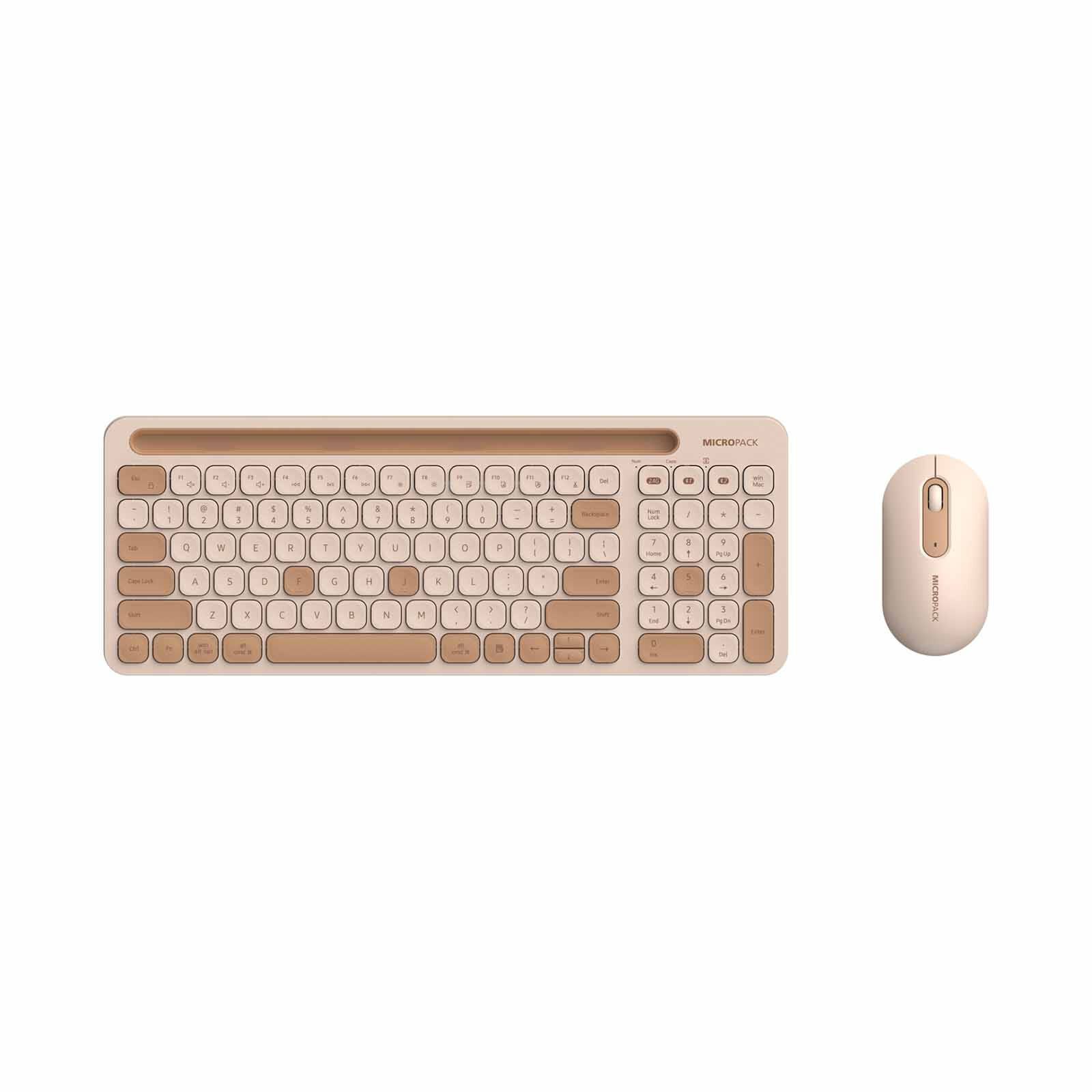 MICROPACK Lifestyle 2.4g+bluetooth Wireless Keyboard And Mouse Combo - Cream KM-238W-EN-CR