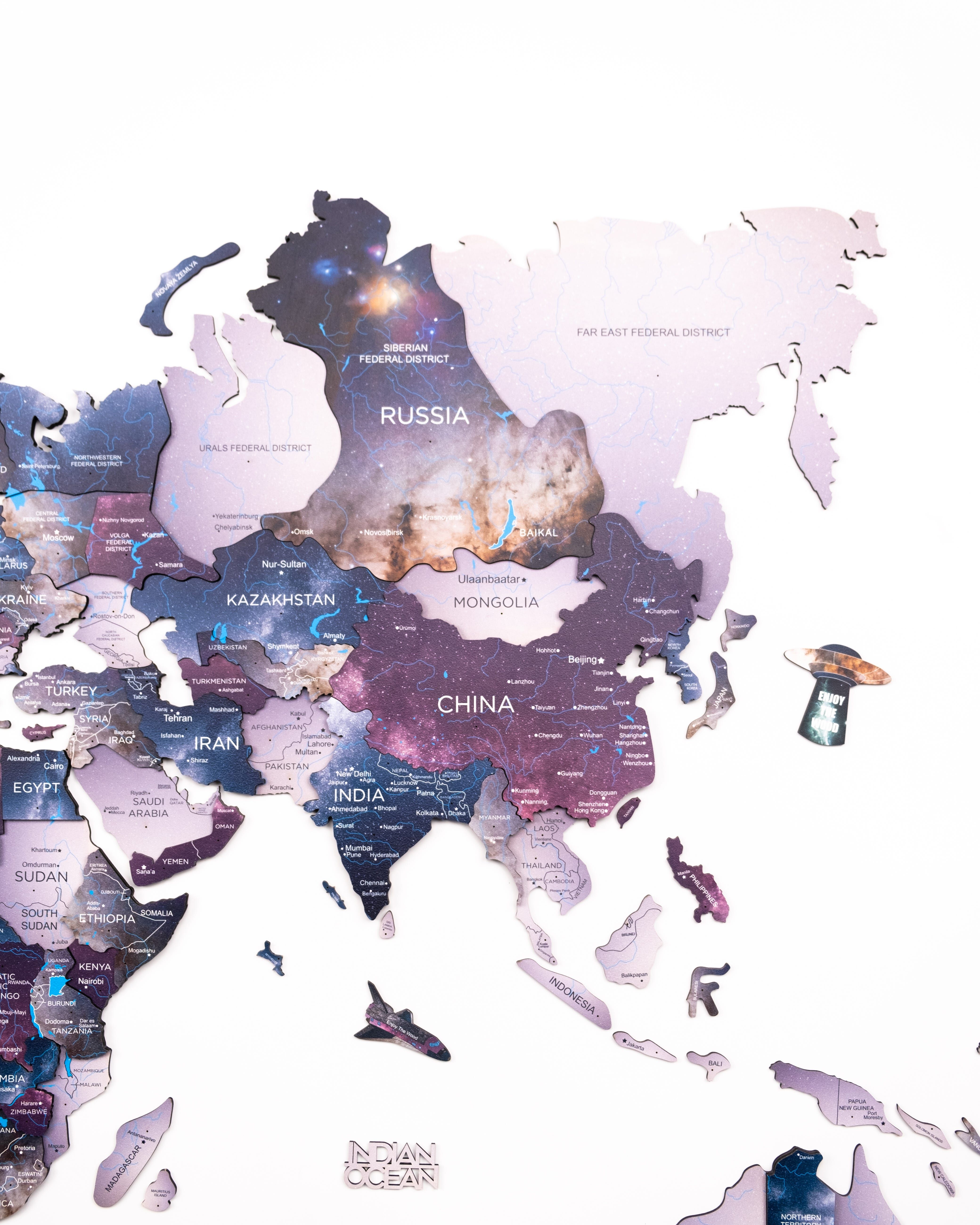 2d Wooden World Map Sirius Xl ENJOY THE WOOD-image 4