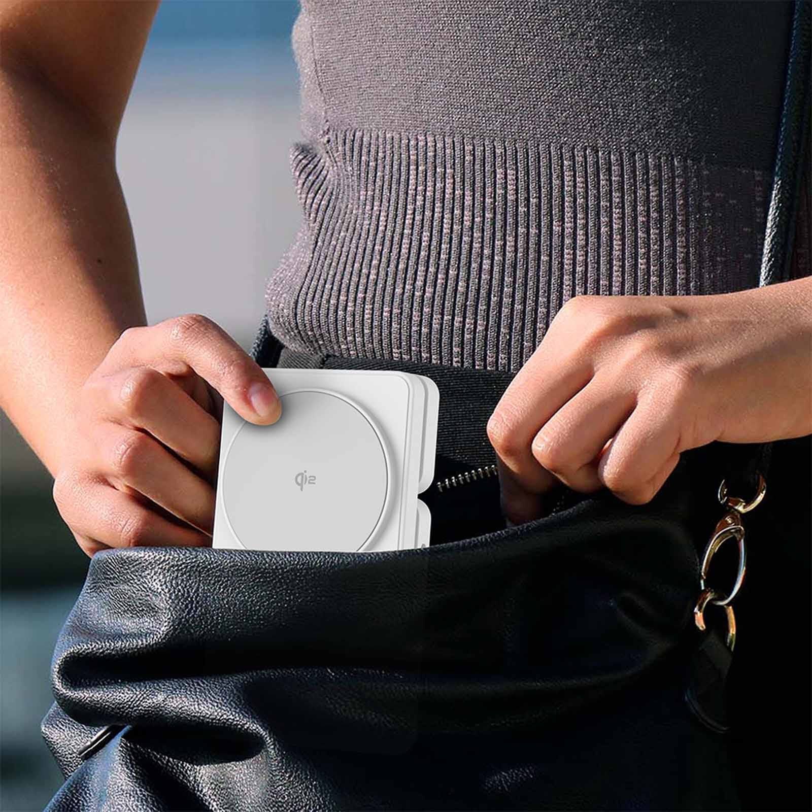 MAZER Qi2 Foldable 3in1 Total 25w Wireless Charging Stand-white M-QI2-MAGFOLD06-WH-image 2