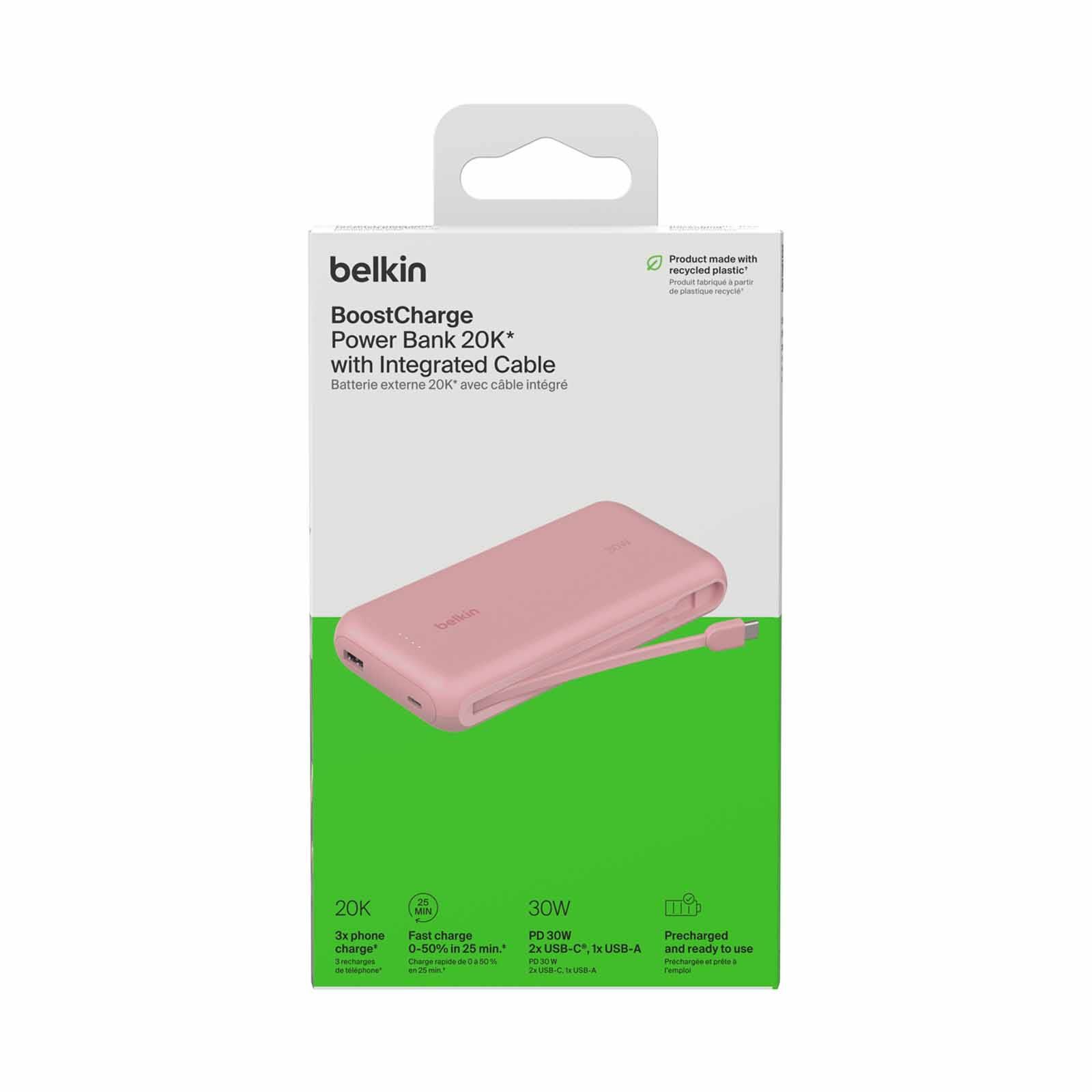 BELKIN Powerbank 20k With Integrated Cable Pink BPB024FQPK-image 4