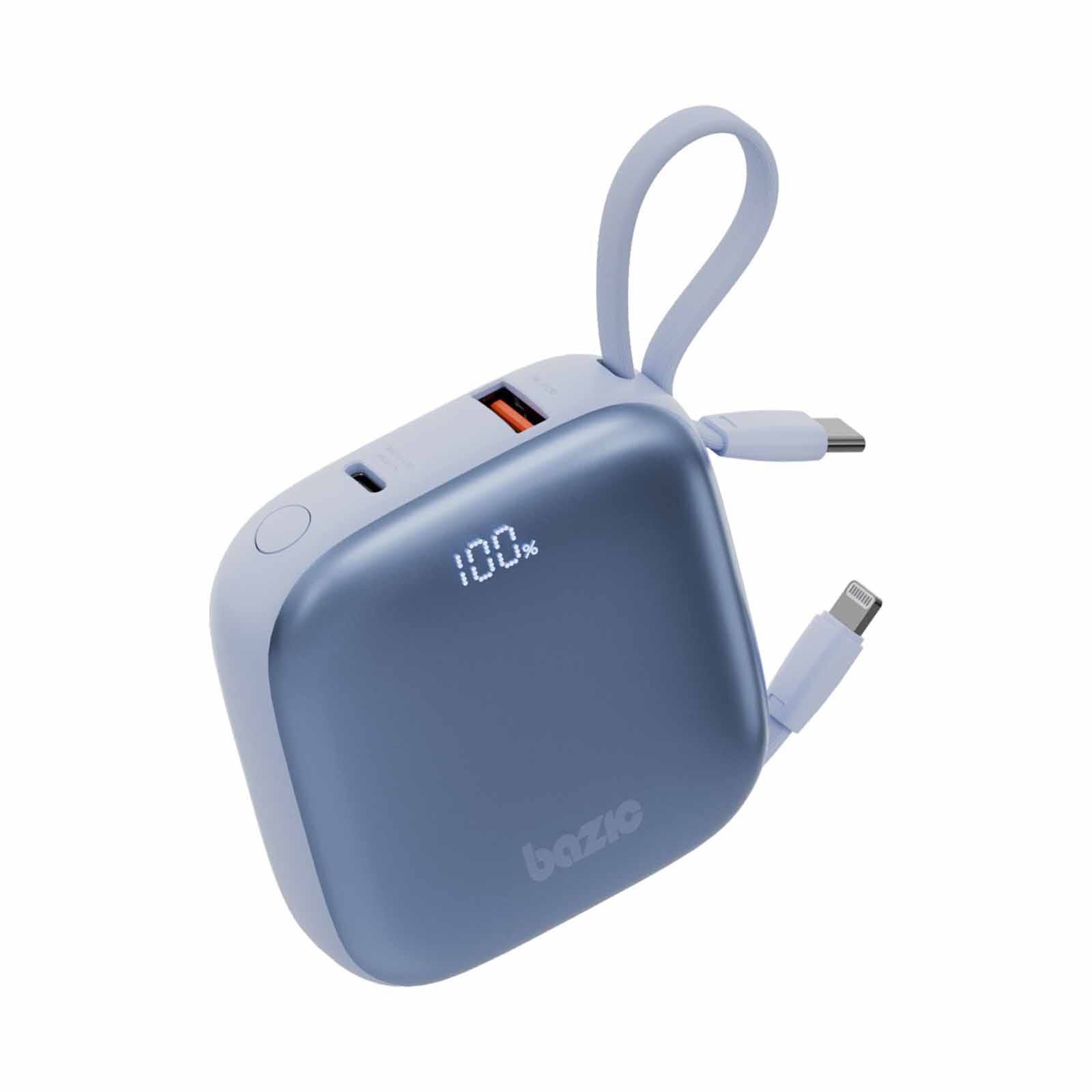 ENERGEA 3 In 1 10000mah Powerbank With Built-in Usb-c And Lightning Cable Bubblegum GPW-FUSN-BLU BAZIC GOPOWER FUSION