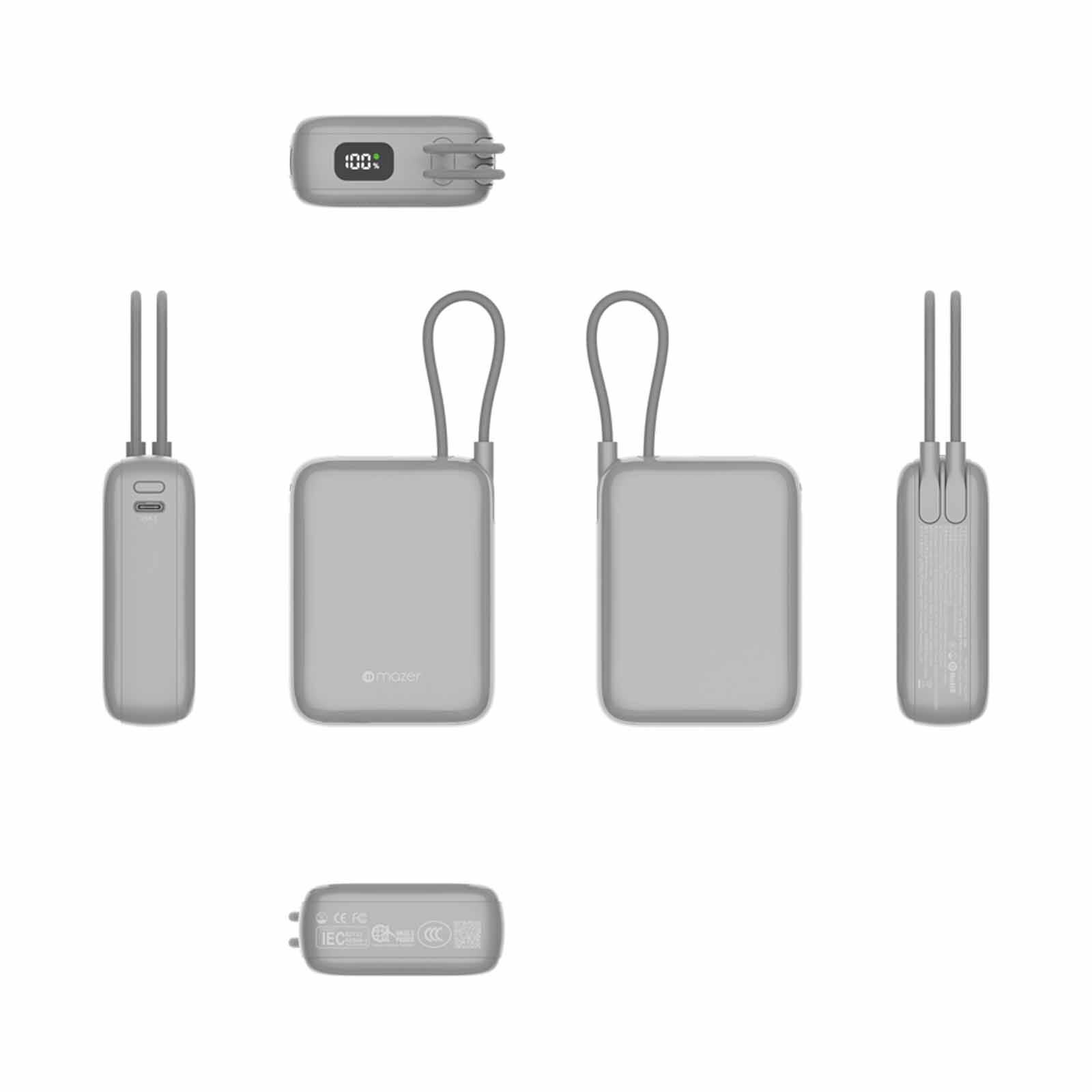 MAZER Powercharge Nano Duo 10,000mah Pd35w With Built-in C-cable X2 Powerbank - Grey M-PC35CC-GY-image 5