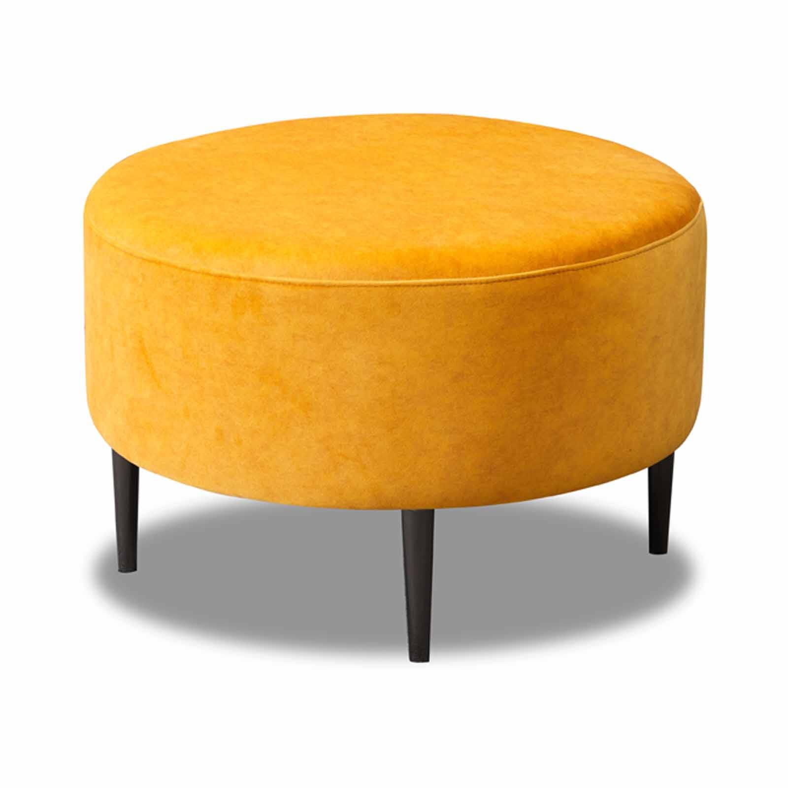 Ottoman Rd-65cm (fab) Cat A Mustard Fabric KATE-image null