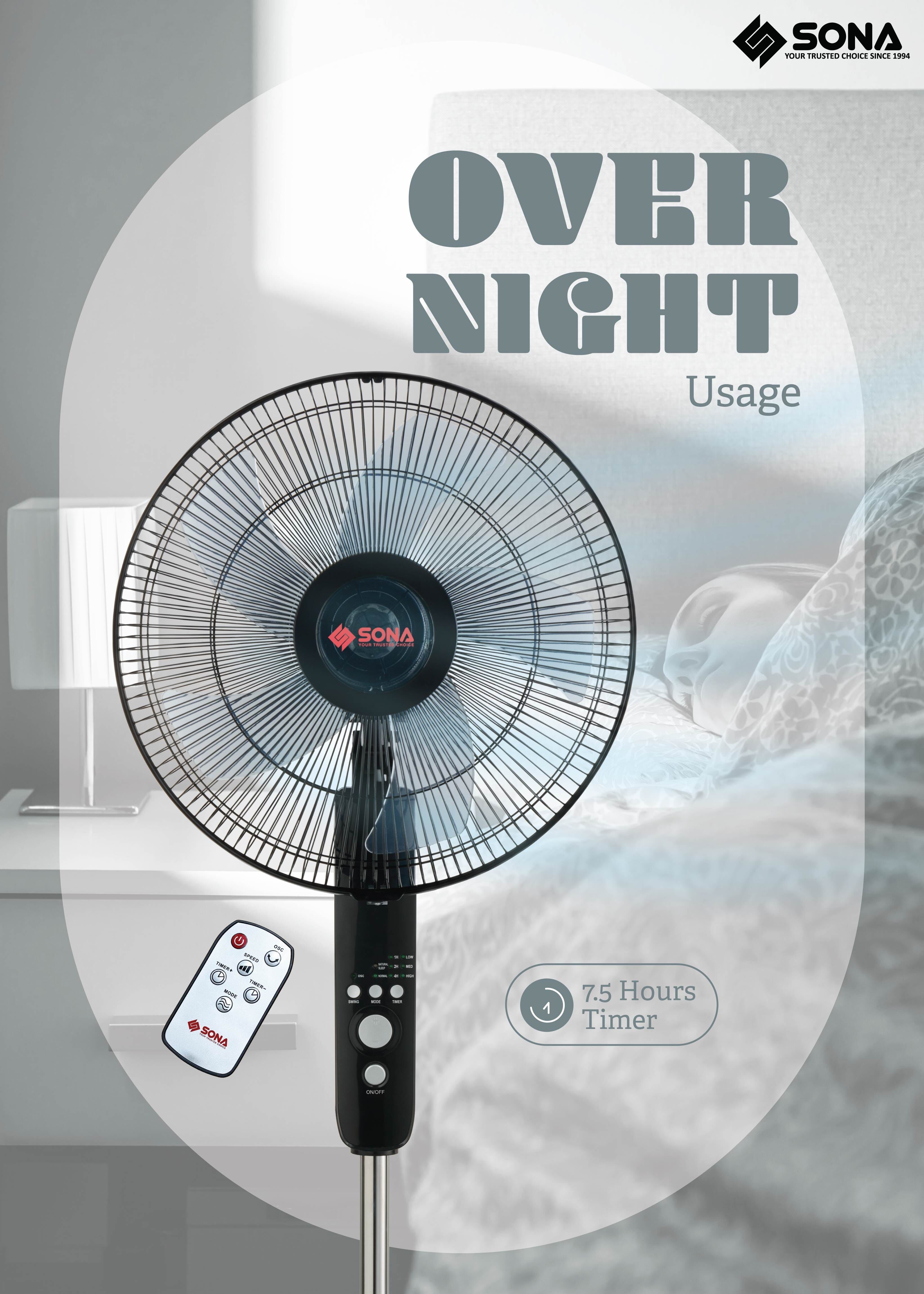 SONA 16 In Stand Fan -black SFS1159-image 8