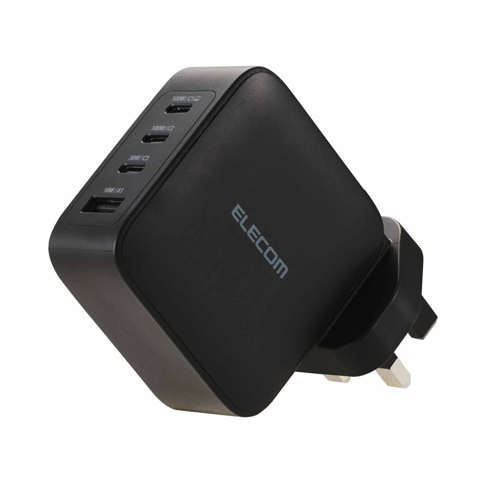 ELECOM 100w Pd Wall Charger C-3port A-1port MPA-ACAS01BFBK-image 1