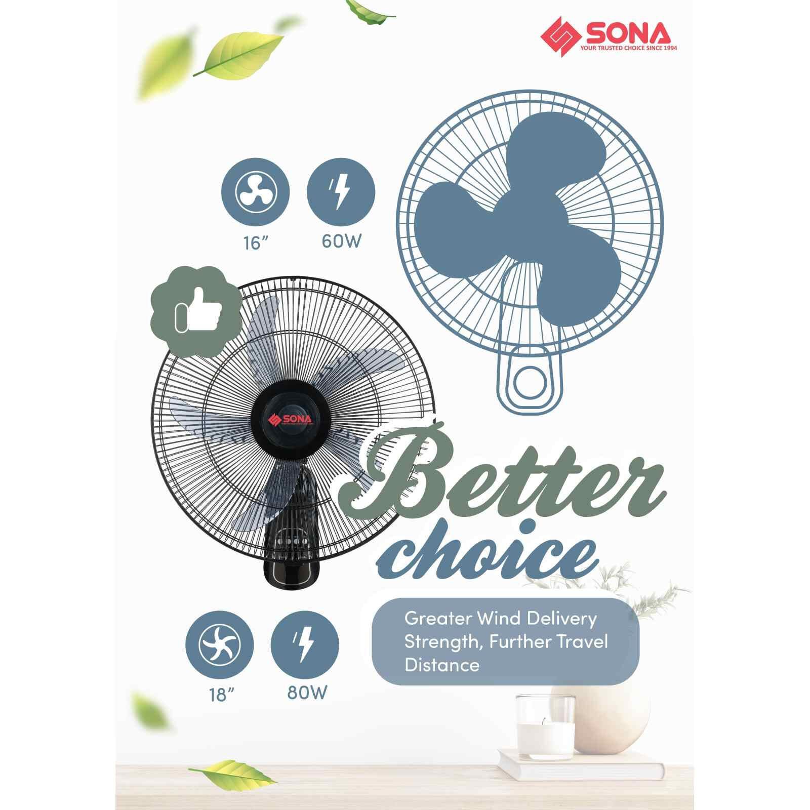 SONA 18 In Wall Fan (black) SFW1572-image 3