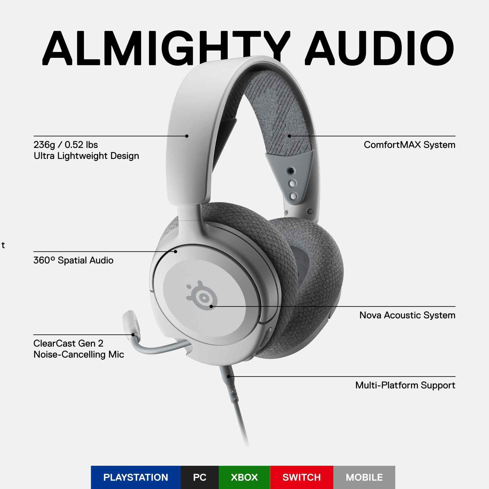 STEELSERIE Over Ear Wired Headset ARCTIS NOVA 1P WHITE-image 6