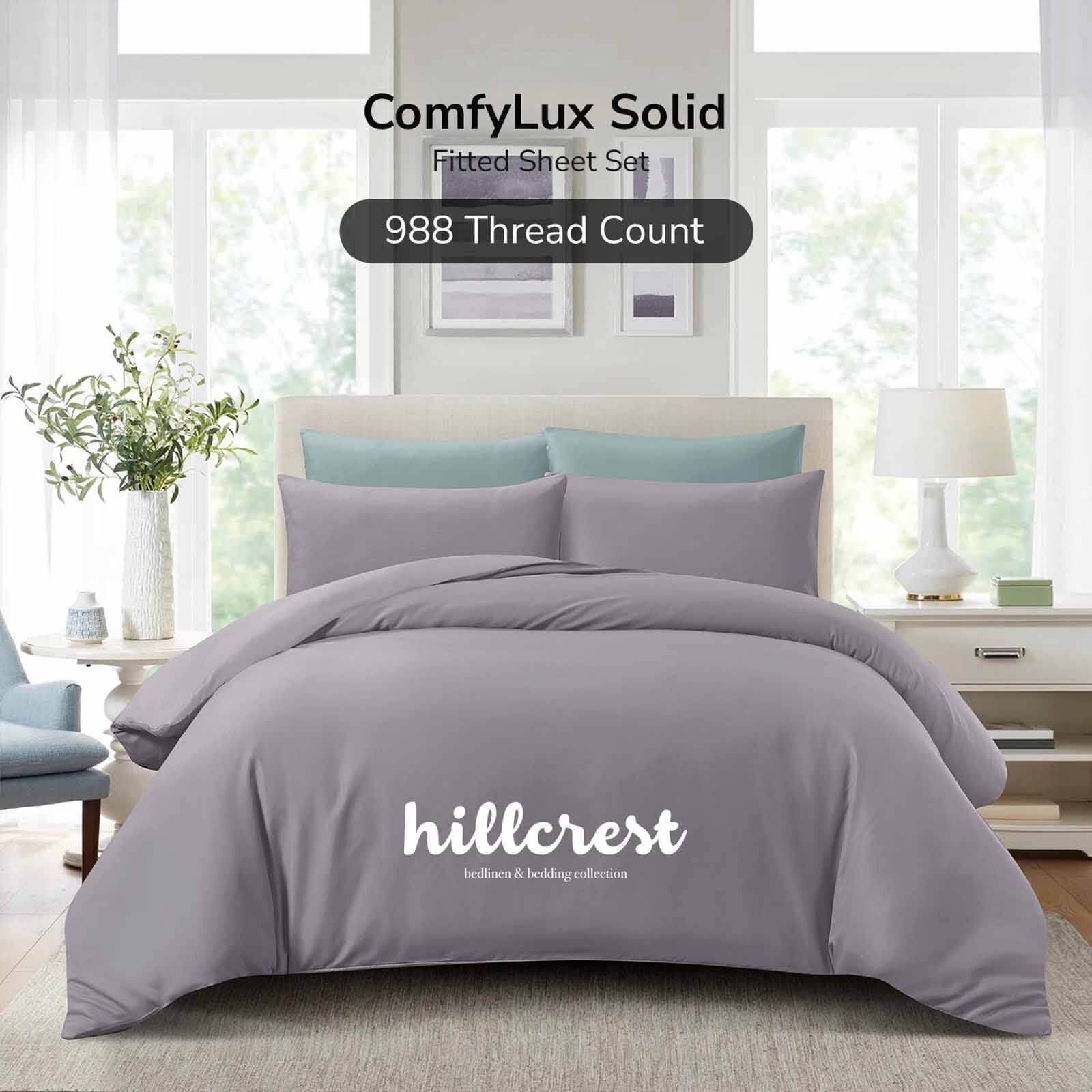 HILLCREST Hillcrest I Comfylux Solid 988tc I Grey I Queen Fitted Sheet ( Oe ) 6838 I Q I FS I GREY-image 1