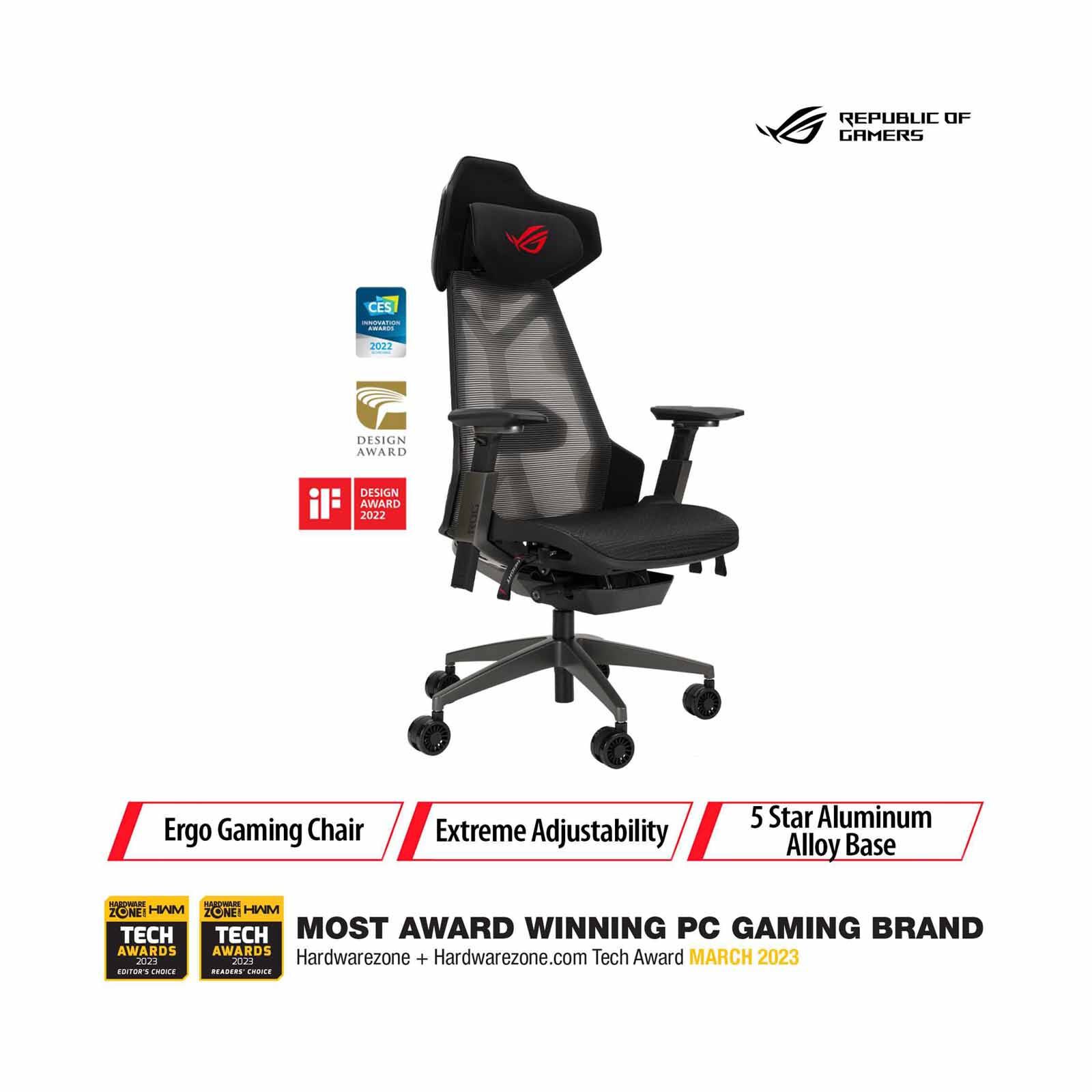 ASUS Rog Destrier Ergo Gaming Chair (exclude Installation Charges) SL400 ROG DESTRIER-image 1
