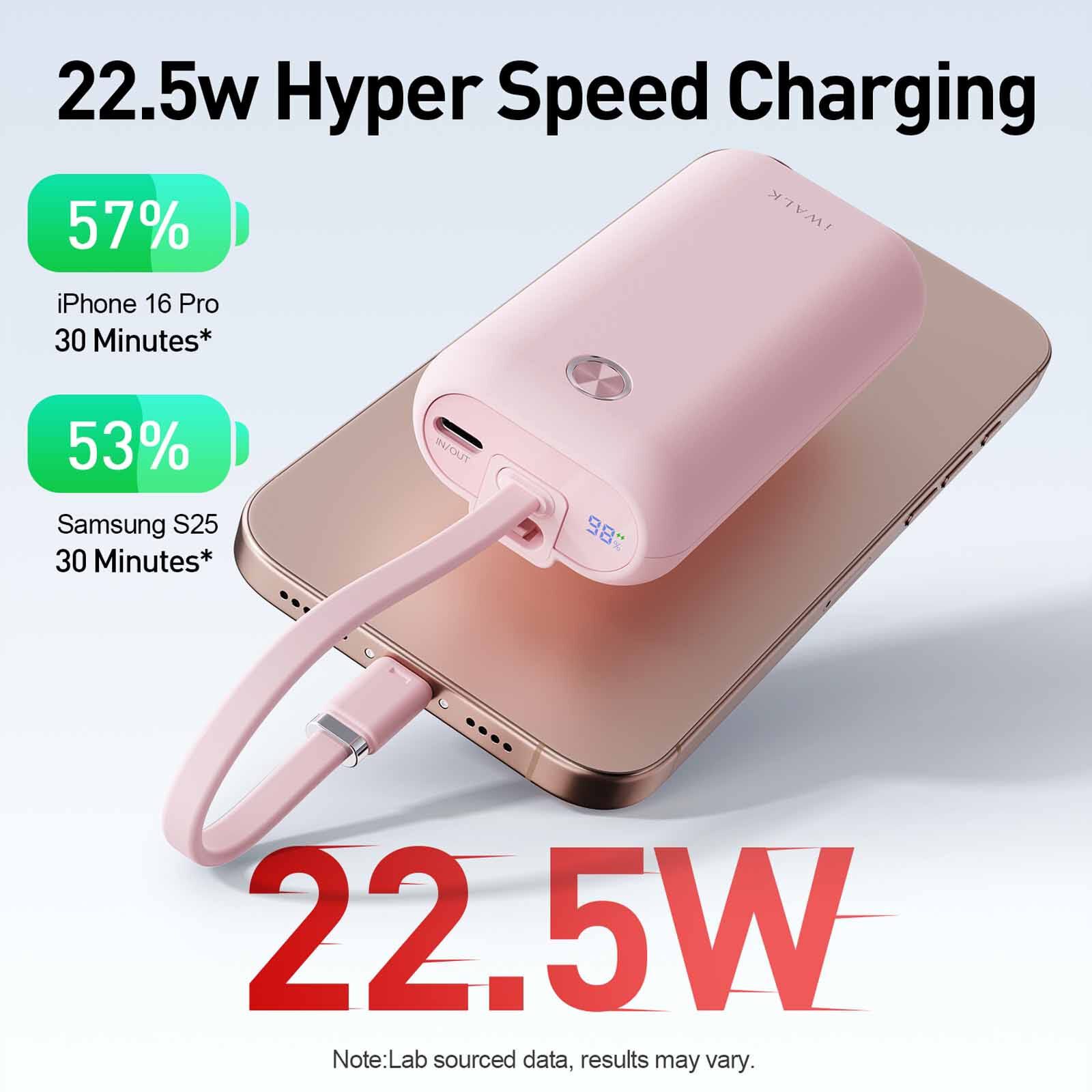 IWALK Powermini Built-in Cable, 22.5w Usb-c Fast Charging Powerbank (10,000mah) Pink UBP001-013A-image 10