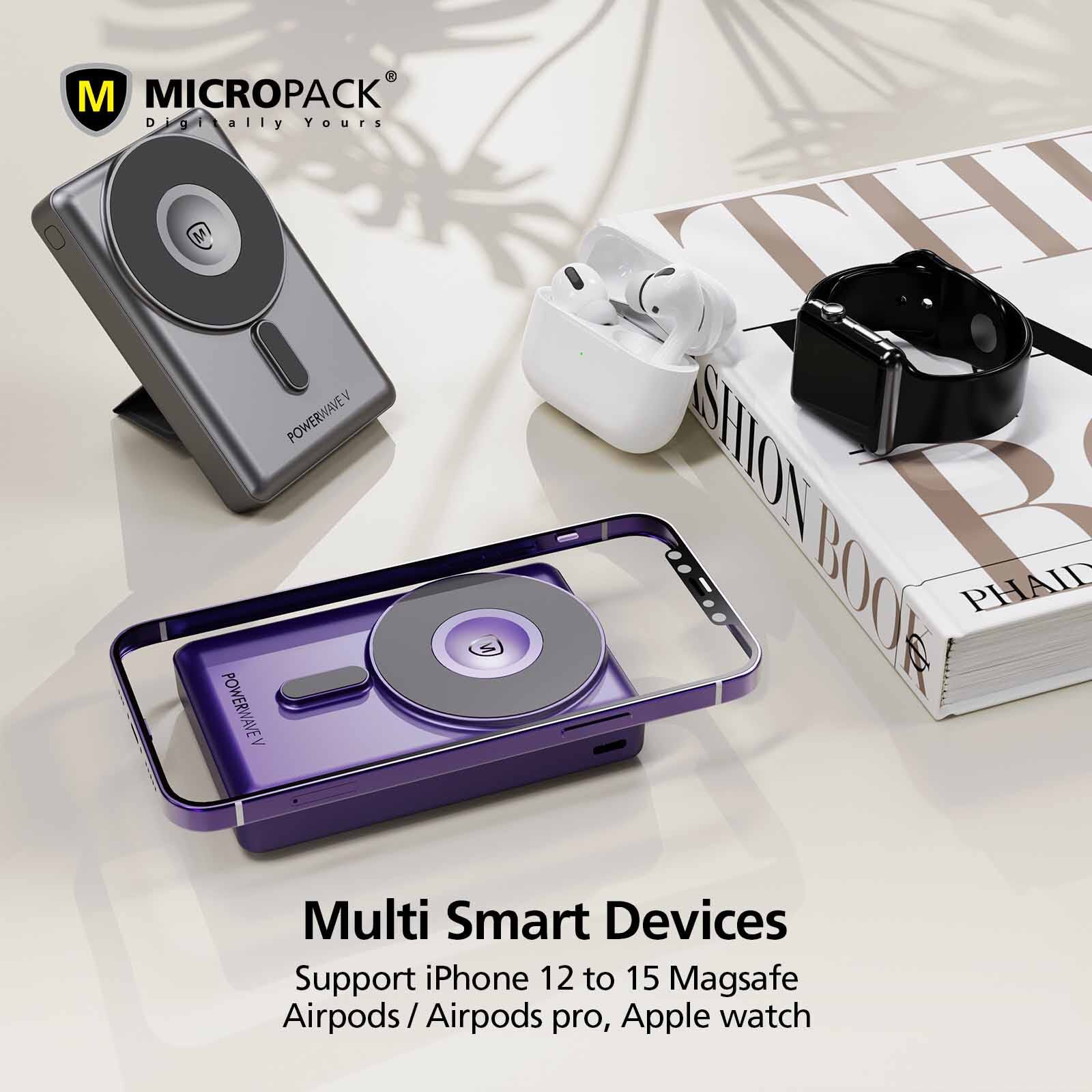MICROPACK 3 In 1 Pd Fast Charging Magnetic Wireless Powerbank - Grey WPB-310-GY-image 5